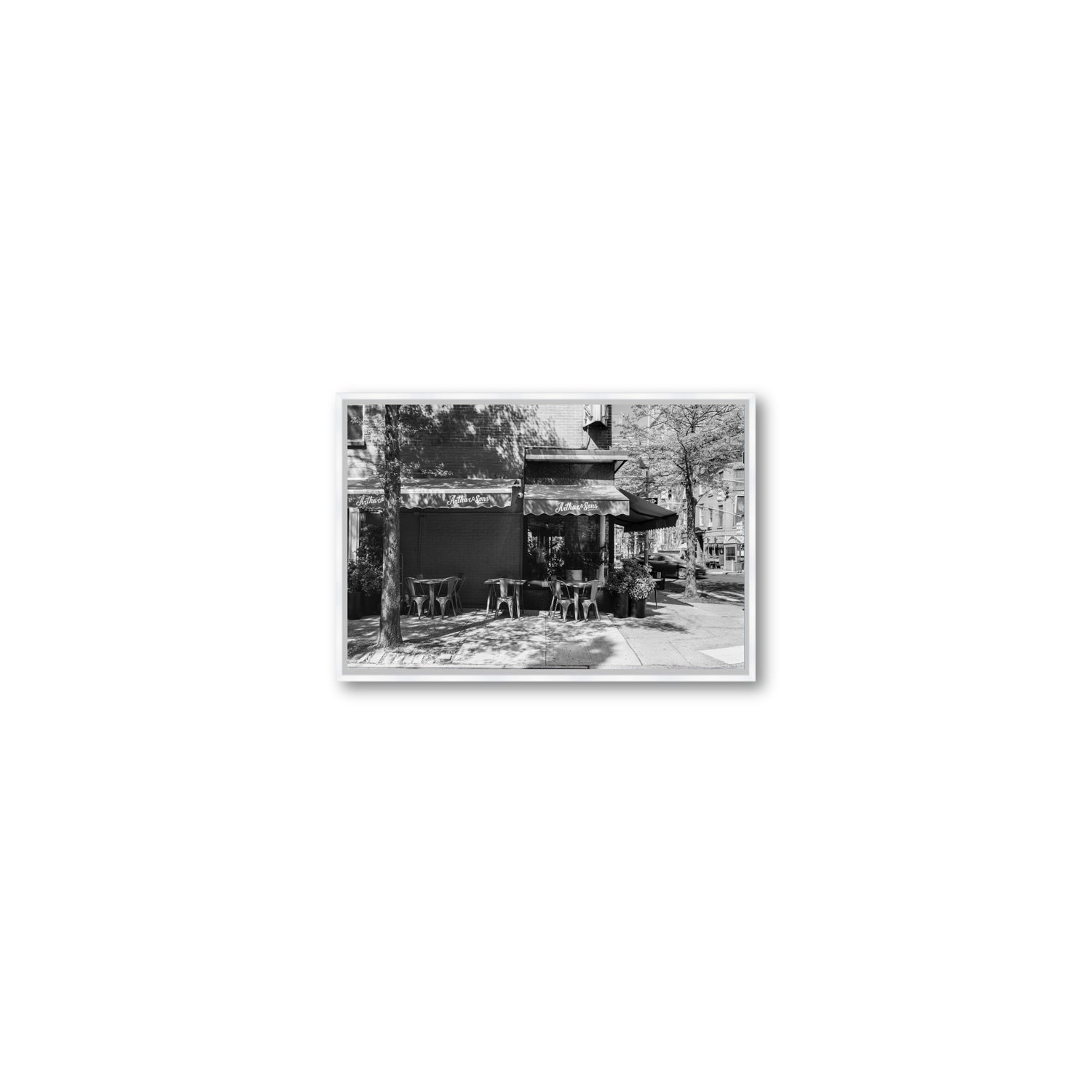 Arthur's Corner New York NYC Restaurant wall art Small fine art canvas in white float frame