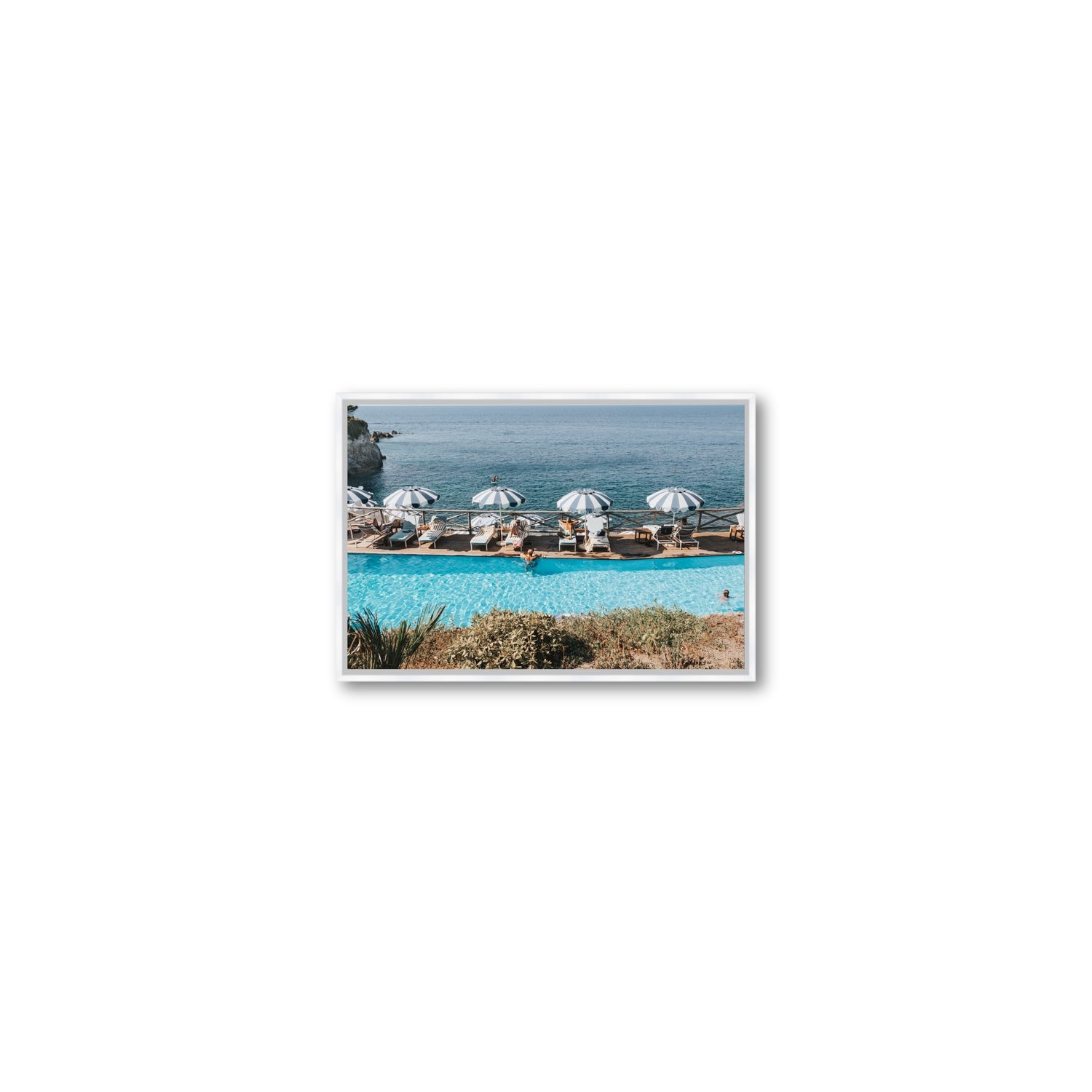 Hues Of Blues fine art print, Ischia, Italy, Small, White Float Frame, Fine Art Canvas