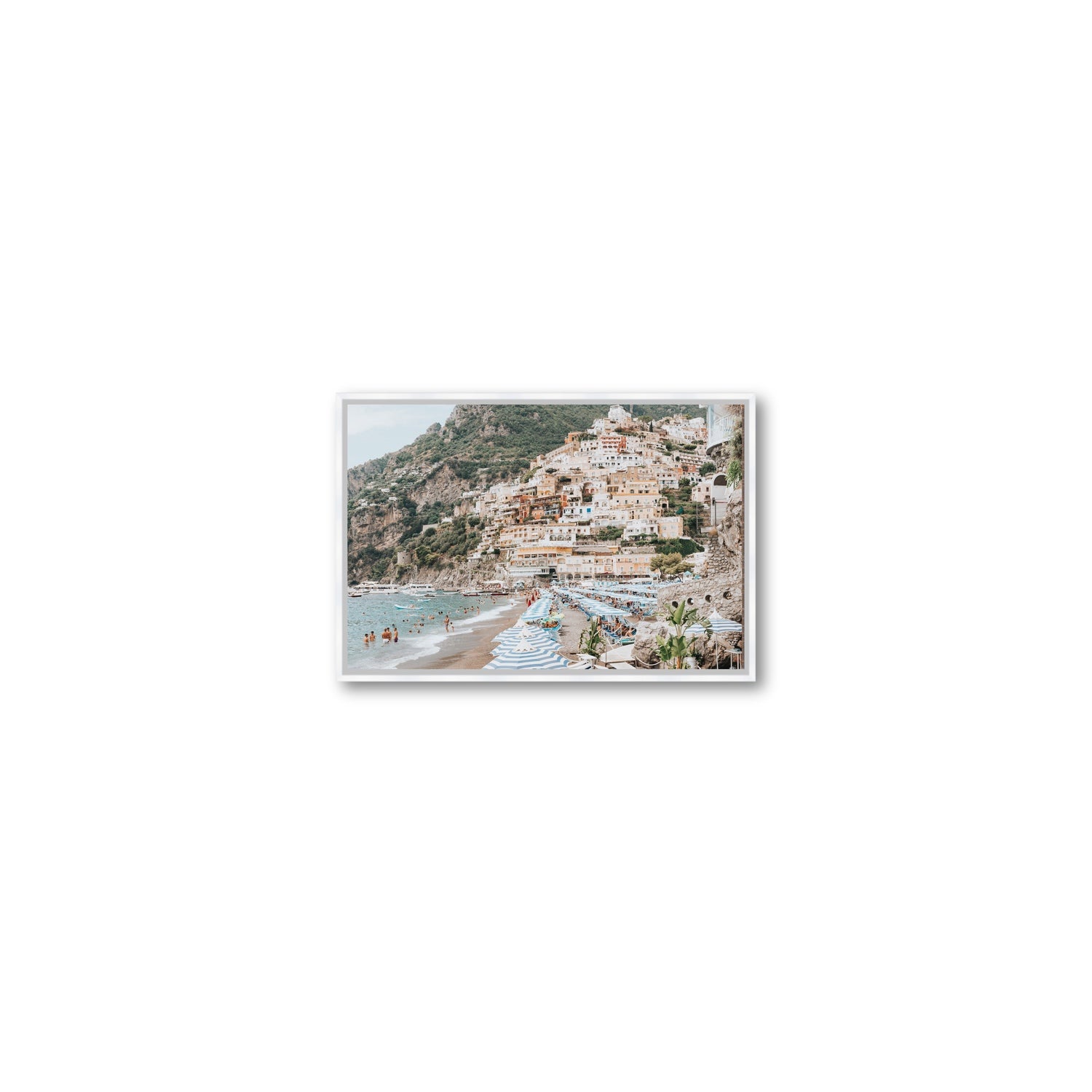 Villagio Sul Mare fine art print, Positano, Italy, Small, White Float Frame, Fine Art Canvas