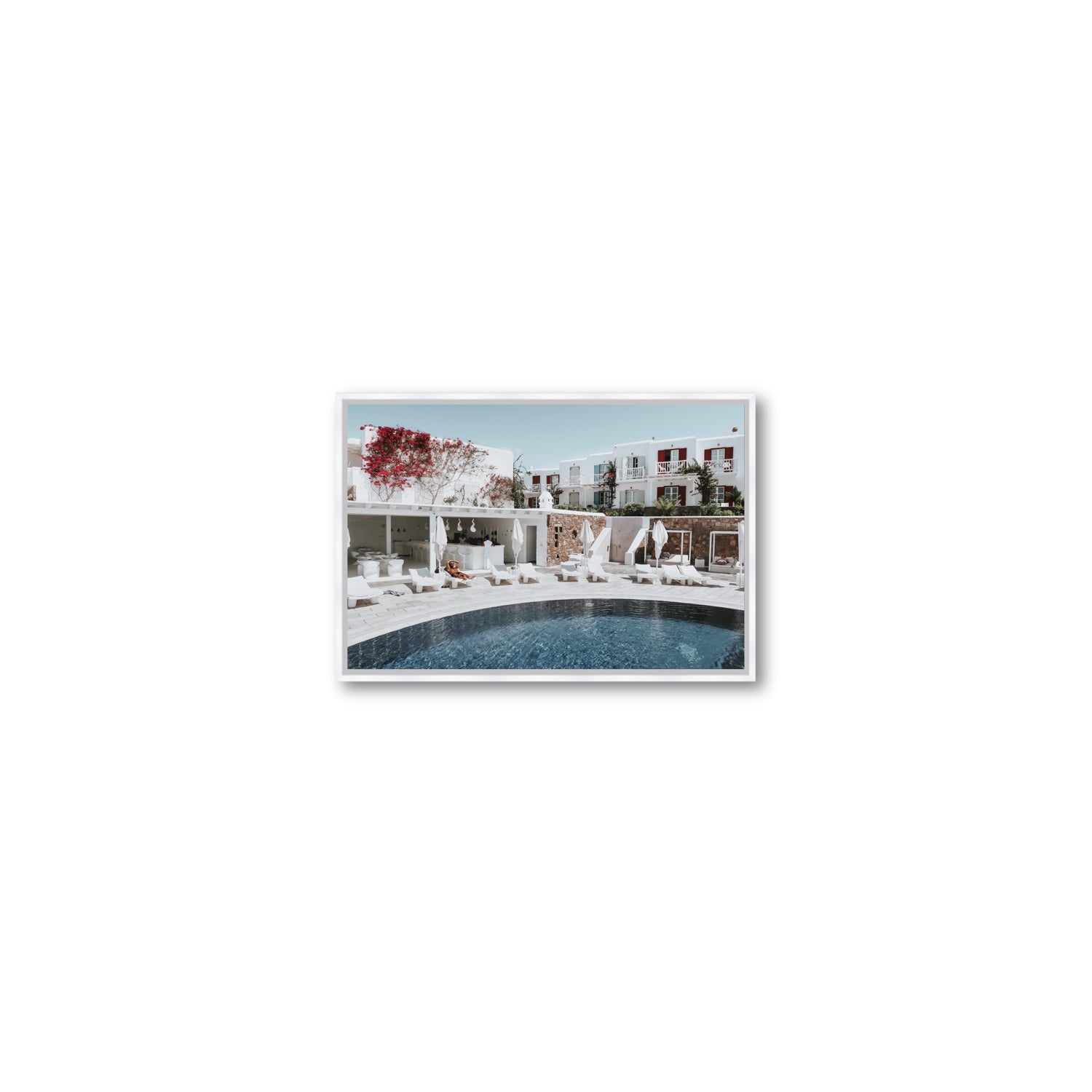 Got The First Lounge fine art print, Mykonos, Greece, Small, White Float Frame, Fine Art Canvas