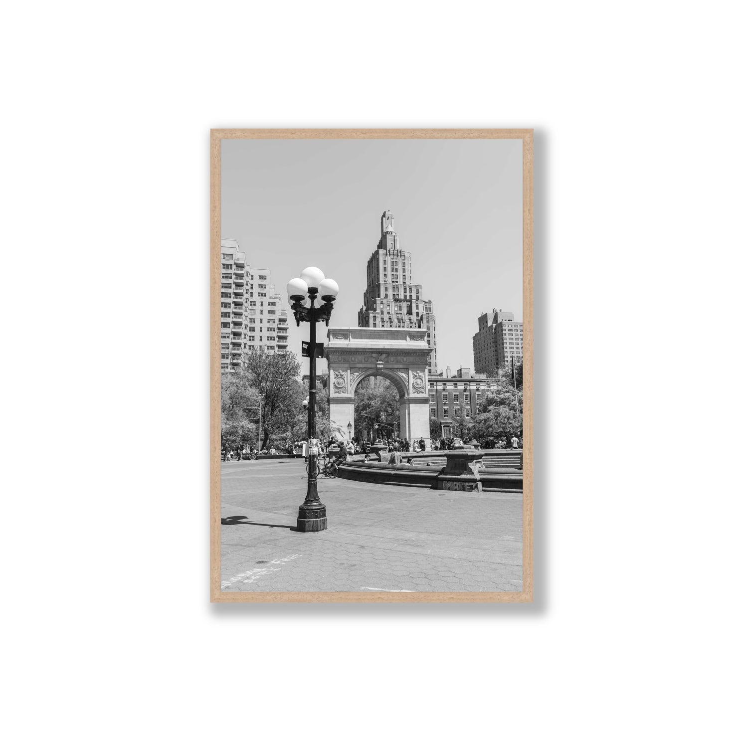 Pole Position New York NYC Black & White wall art Extra Large full-bleed fine art print in natural oak frame