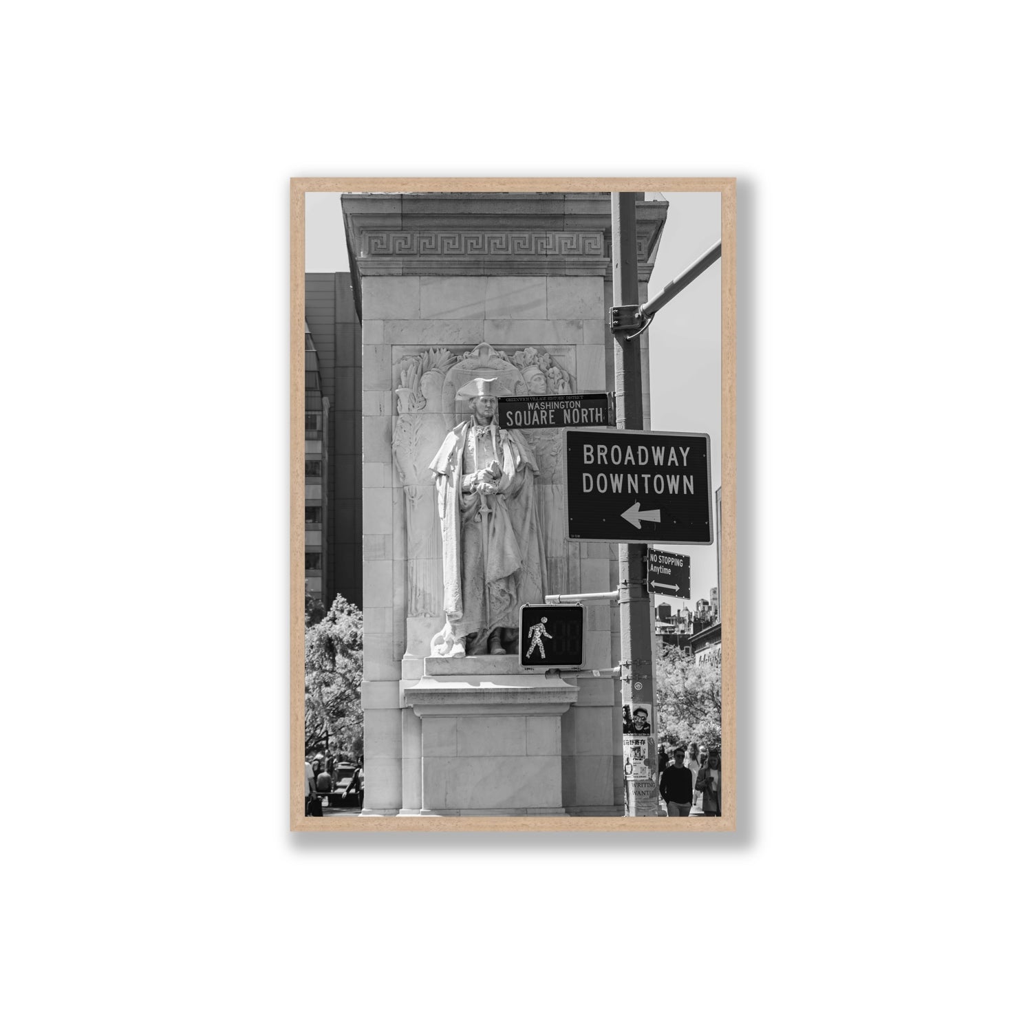 Silent Sentinels New York NYC Black & White wall art Extra Large full-bleed fine art print in natural oak frame