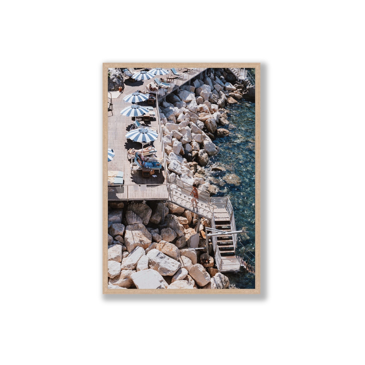 Life On The Shore fine art print, Ischia, Italy, Extra Large, Natural Oak Frame · Full Bleed, Fine Art Print