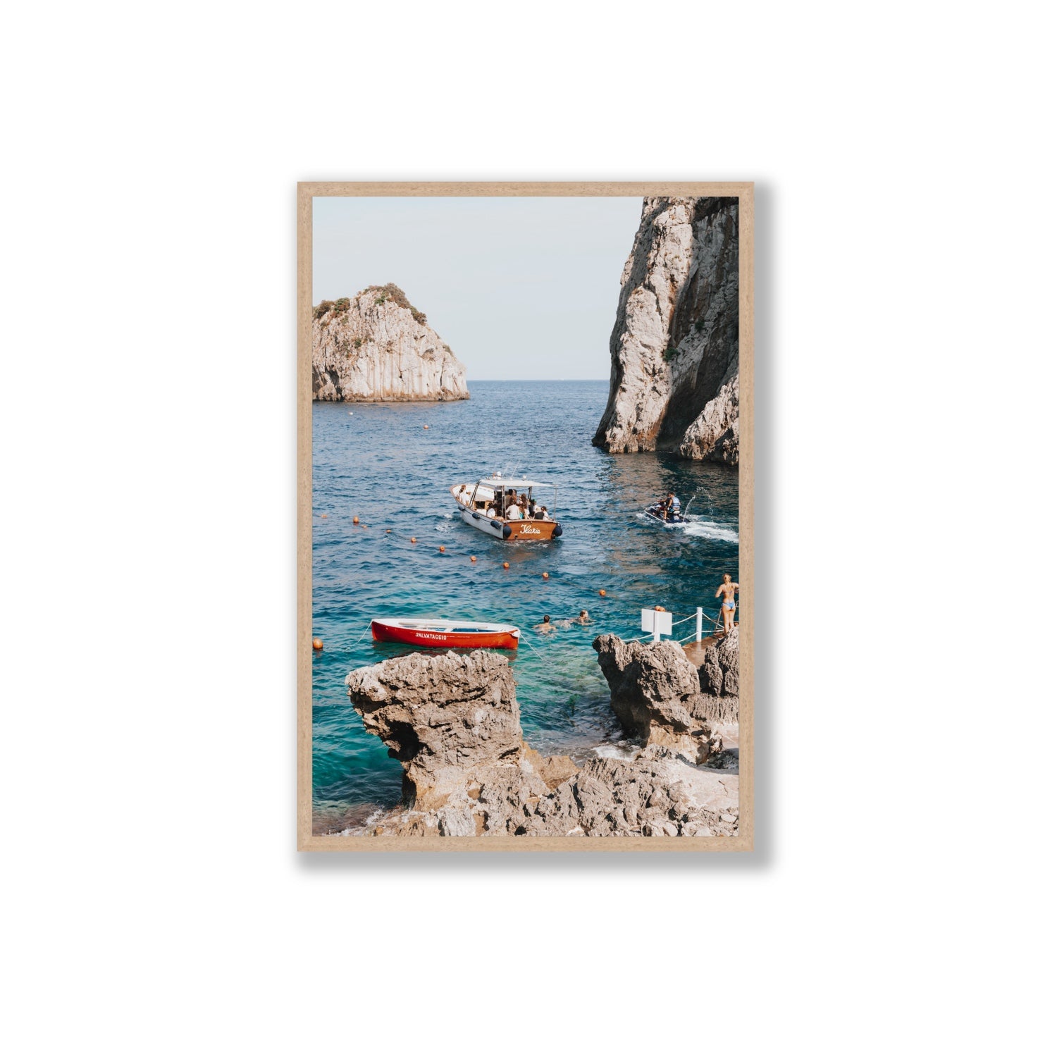 Set Sail fine art print, Capri, Italy, Extra Large, Natural Oak Frame · Full Bleed, Fine Art Print