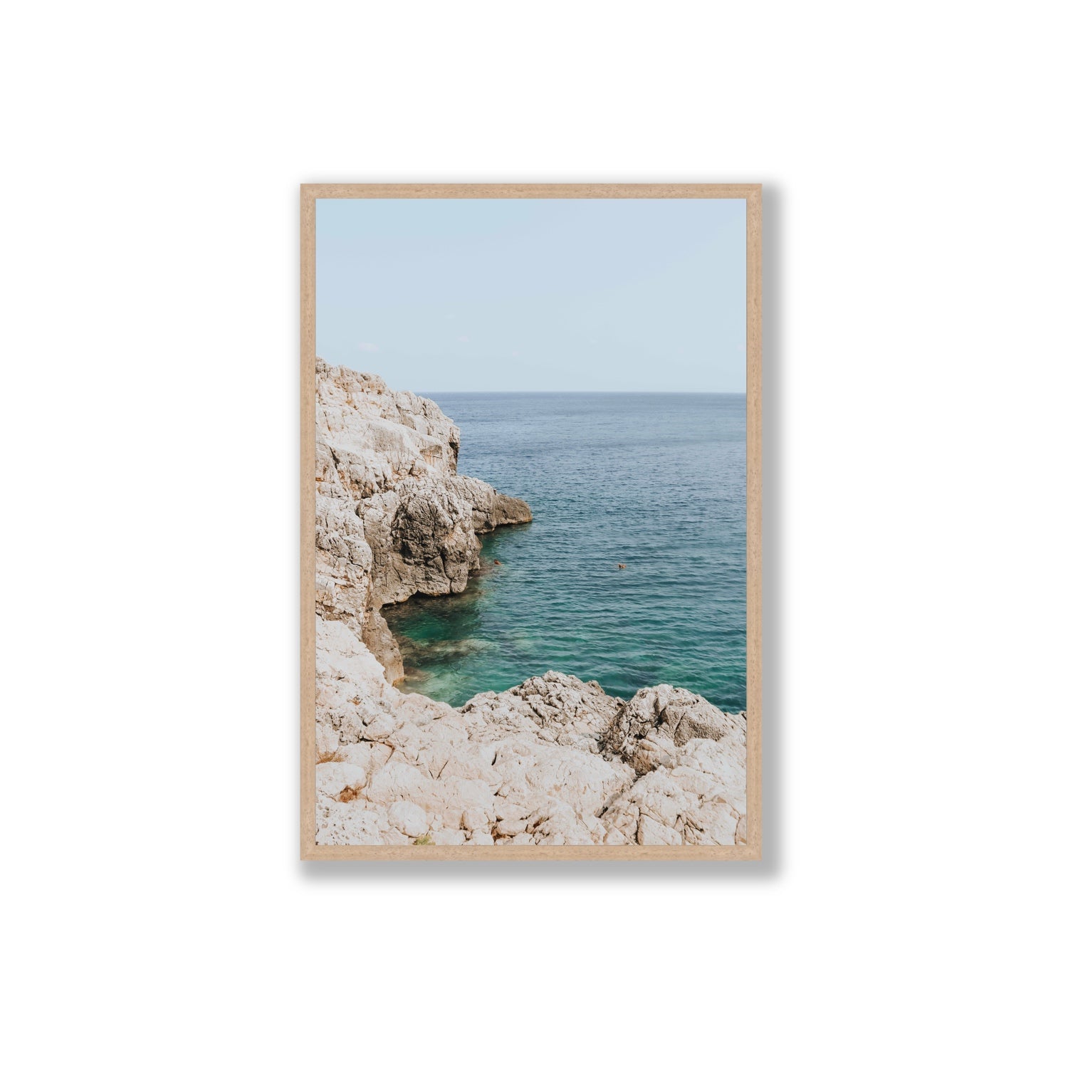 Healing Immersion Puglia Wall Mediterranean fine art print Extra Large full-bleed fine art print in natural oak frame