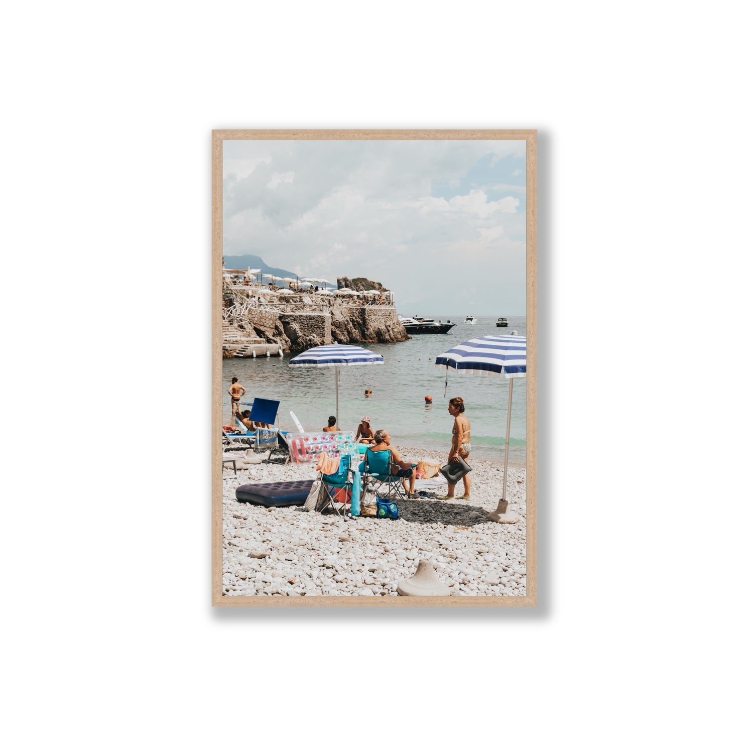 Couple Goals Nerano Amalfi Coast coastal wall art Extra Large full-bleed fine art print in natural oak frame