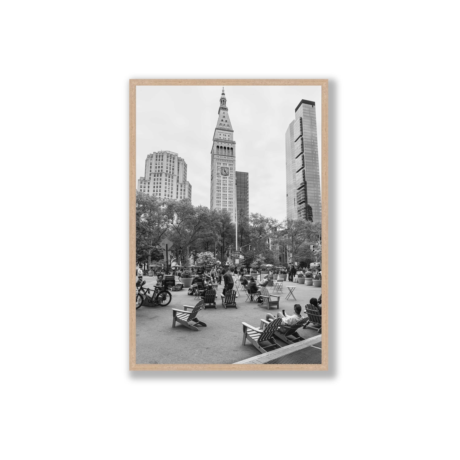 Timeless New York New York NYC Black & White wall art Extra Large full-bleed fine art print in natural oak frame