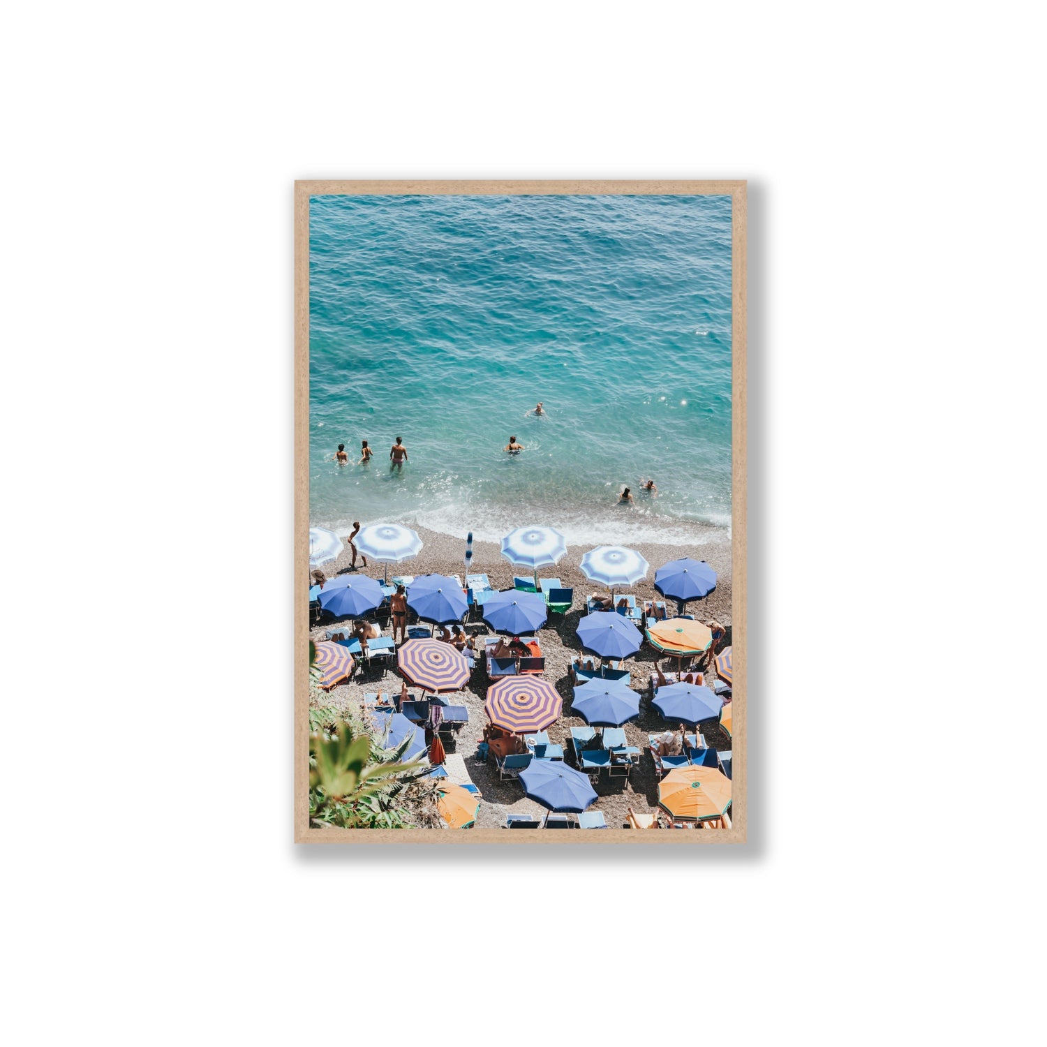 Paradise Beach fine art print, Positano, Italy, Extra Large, Natural Oak Frame · Full Bleed, Fine Art Print