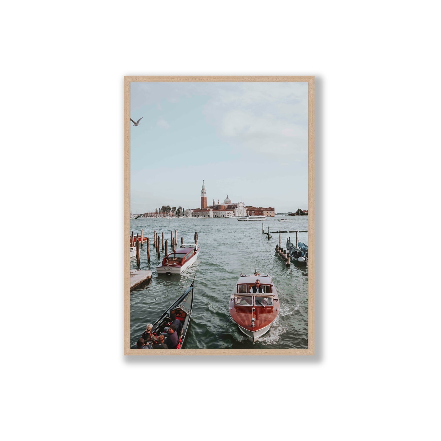 Galleggiante Venice Italian wall art Extra Large full-bleed fine art print in natural oak frame