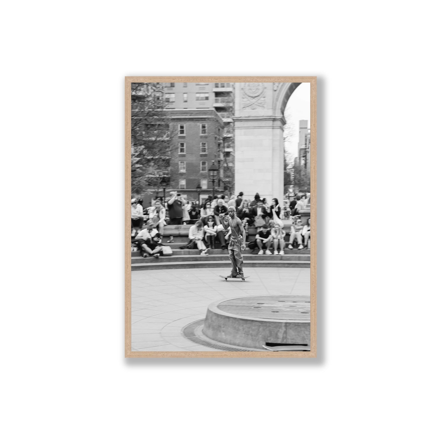 Parkside Pirouettes New York NYC Black & White wall art Extra Large full-bleed fine art print in natural oak frame