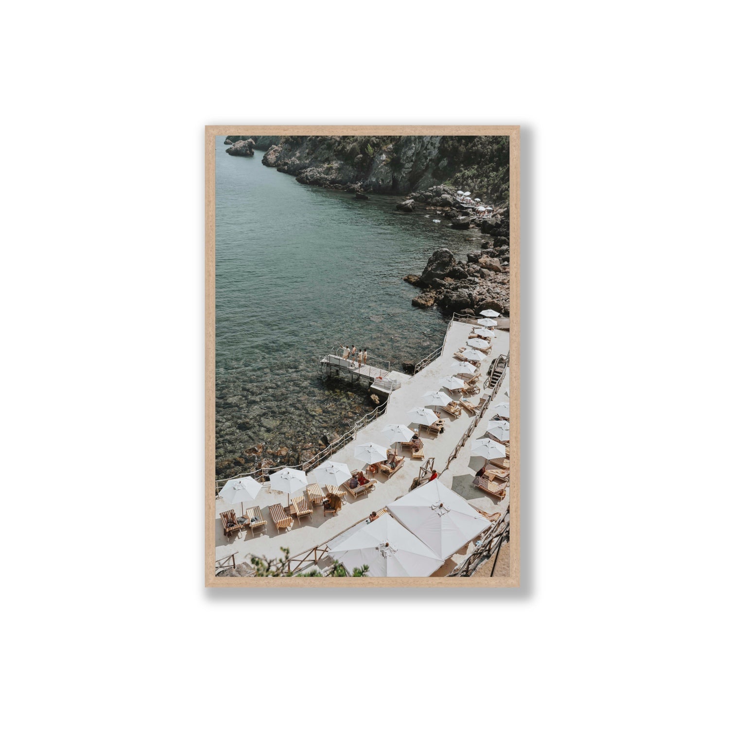 Pier Perspectives Tuscany coastal Italian wall art Extra Large full-bleed fine art print in natural oak frame