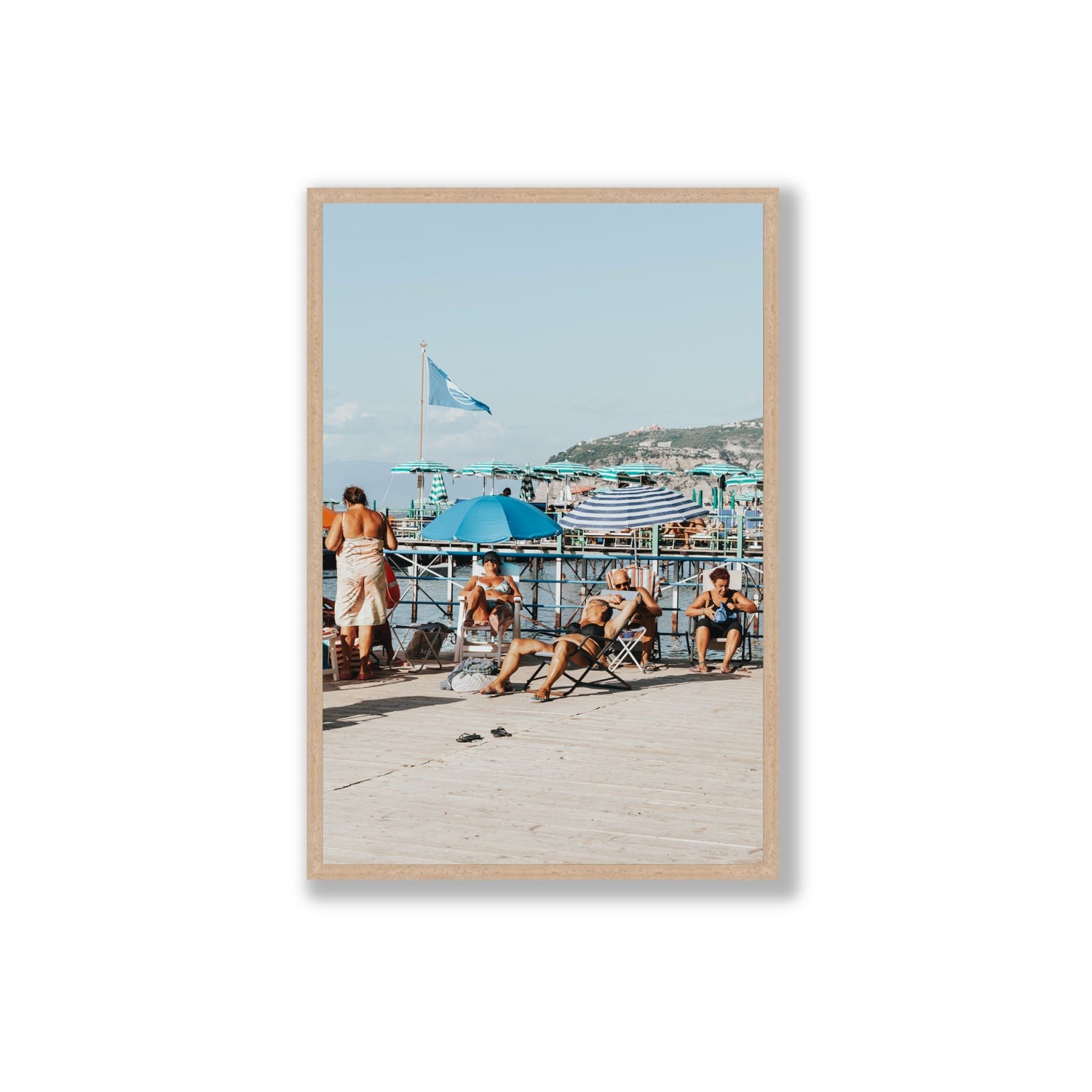 The Golden Years Sorrento Italian wall art Extra Large full-bleed fine art print in natural oak frame