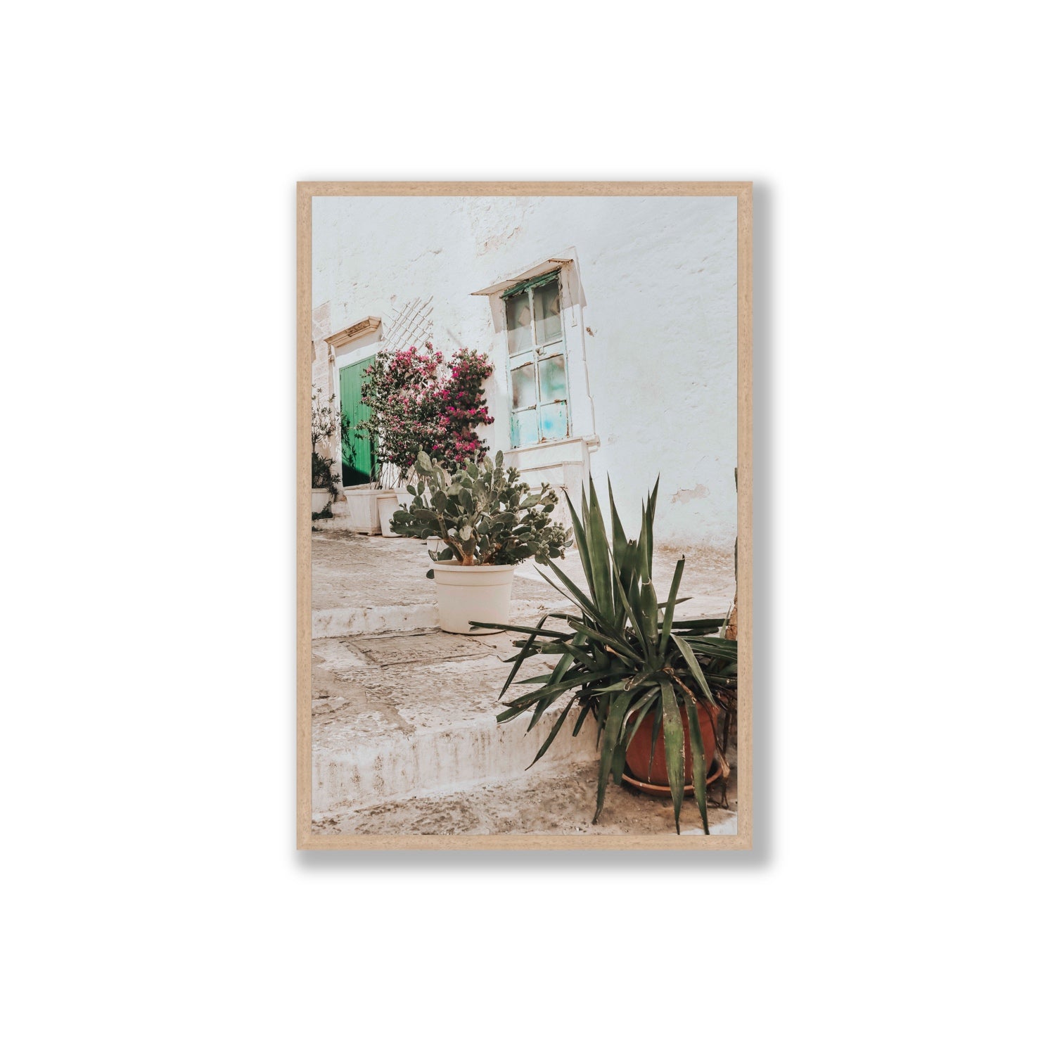 Giardino Segreto Puglia Ostuni wall art Extra Large full-bleed fine art print in natural oak frame