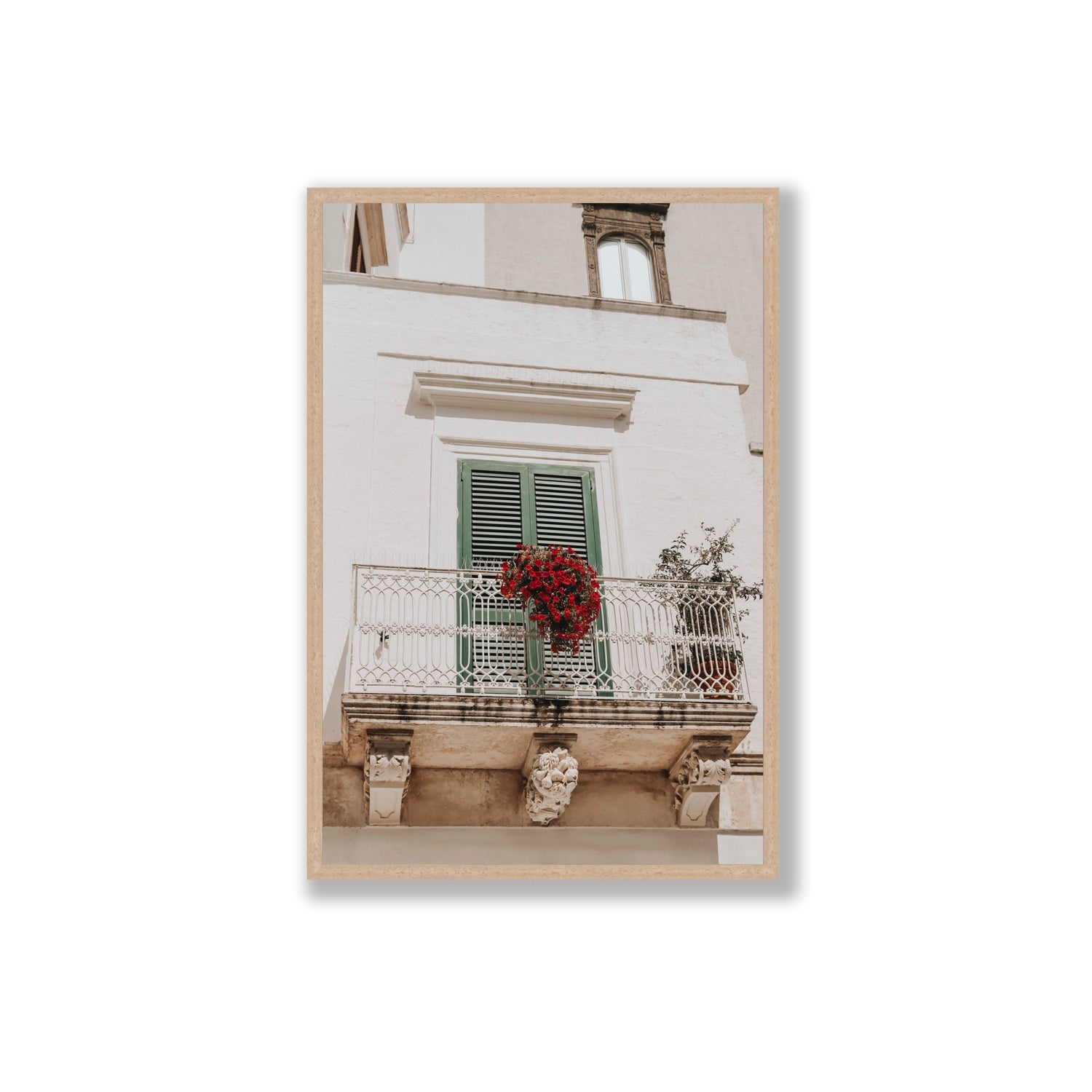Balcone Estivo Puglia Italian wall art Extra Large full-bleed fine art print in natural oak frame