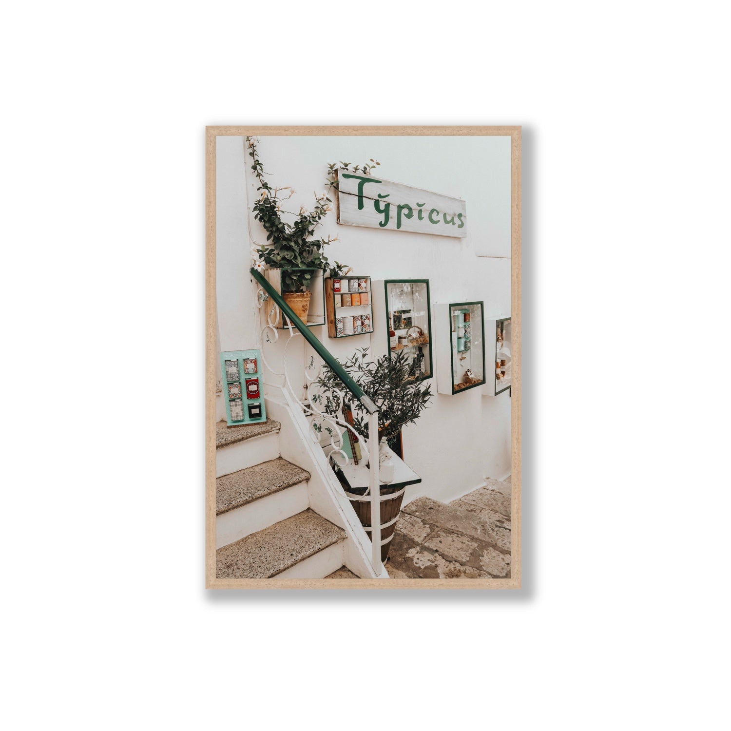 Il Negozio Puglia Ostuni wall art Extra Large full-bleed fine art print in natural oak frame
