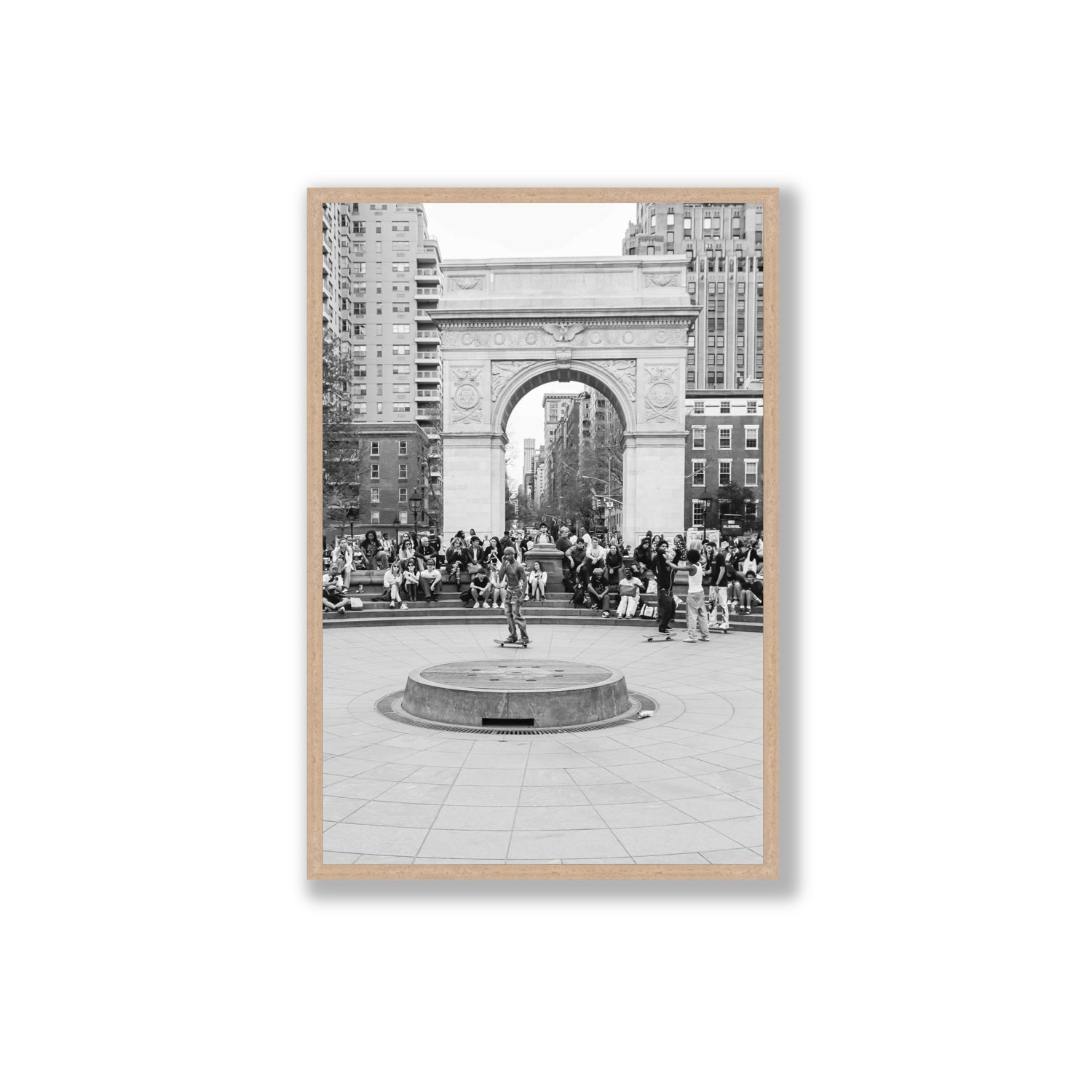 Concrete Conqueror New York NYC Skateboard wall art Extra Large full-bleed fine art print in natural oak frame