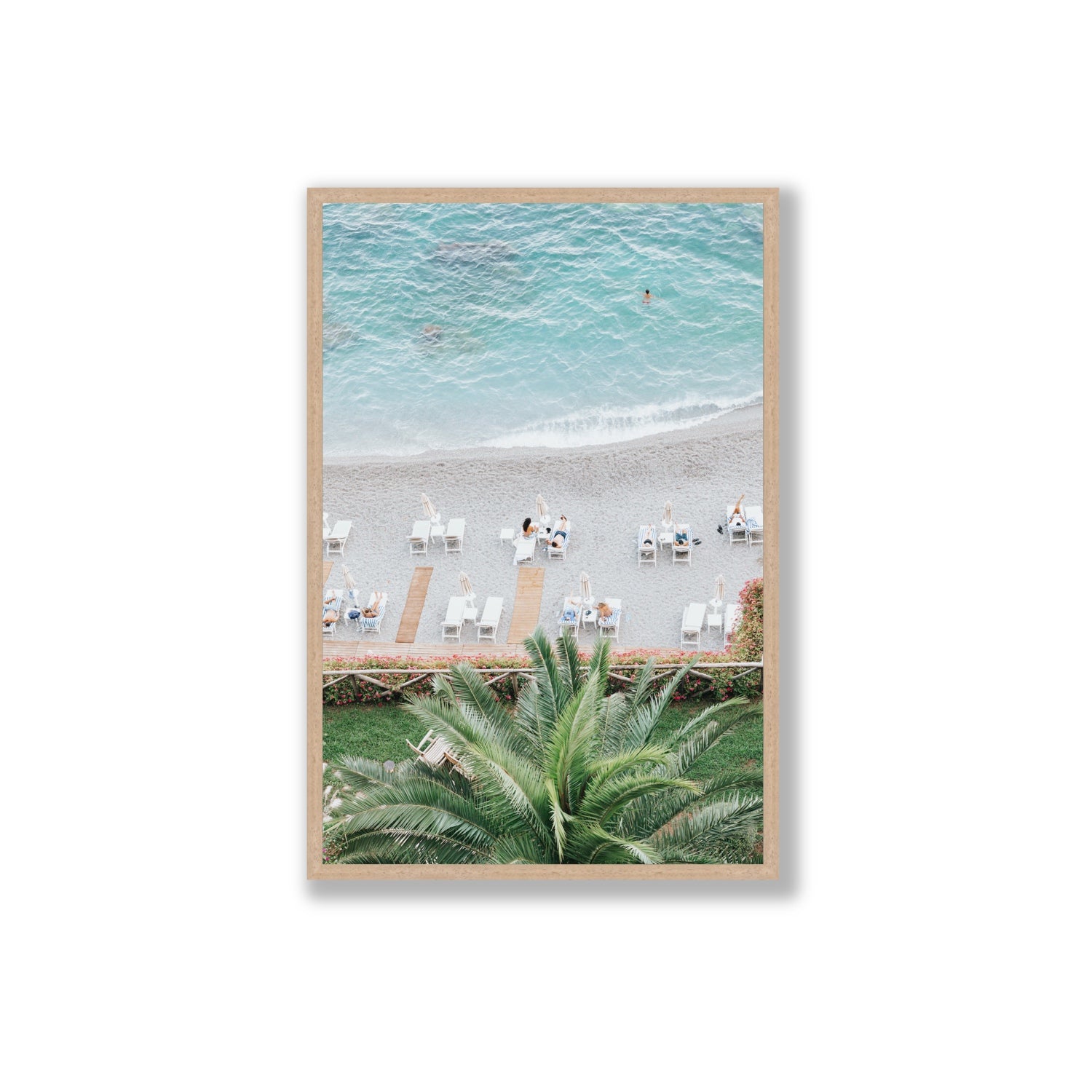 Paradiso Amalfi Mediterranean wall art Extra Large full-bleed fine art print in natural oak frame