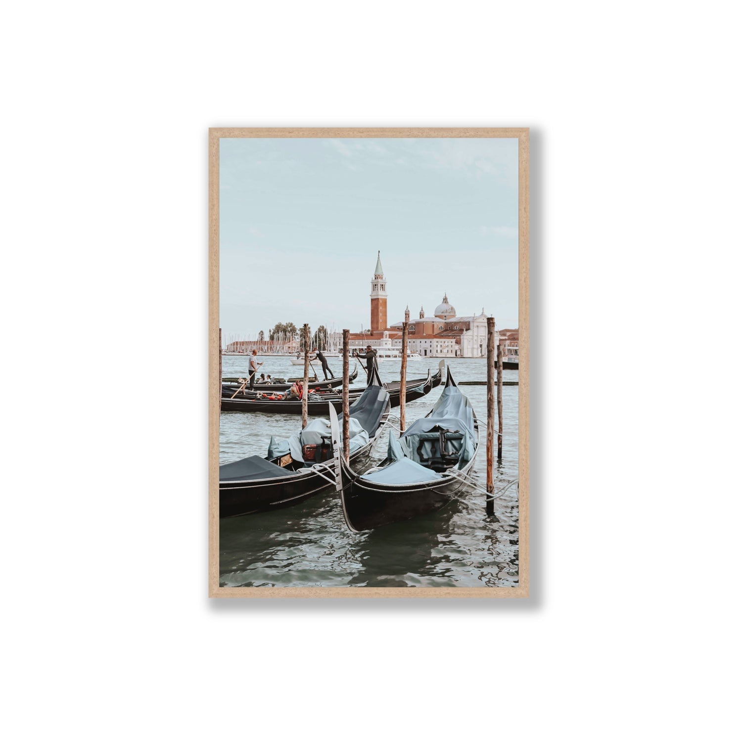 Italian Commute Venice Italian Mediterranean decor wall art Extra Large full-bleed fine art print in natural oak frame