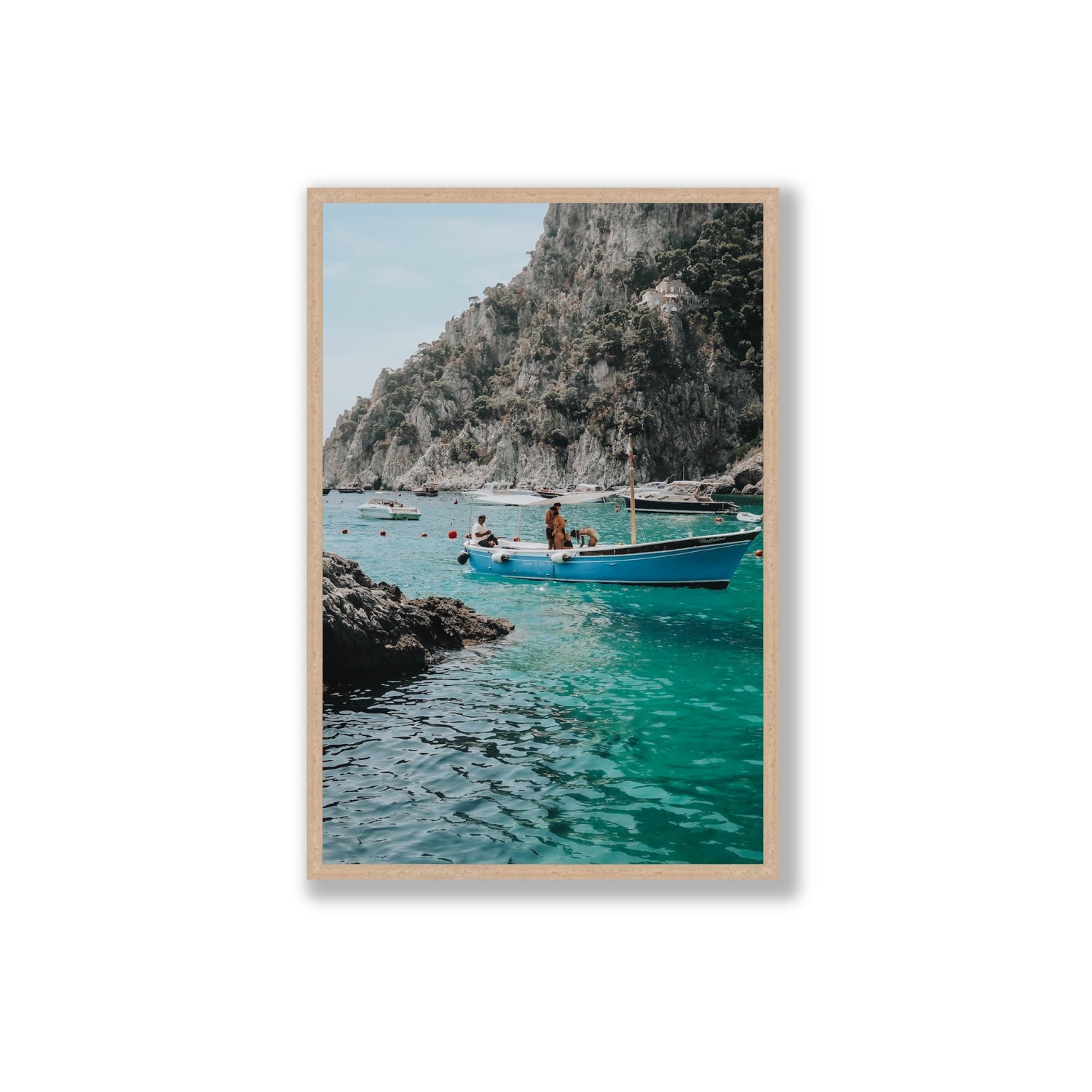 Emerald Escape fine art print, Capri, Italy, Extra Large, Natural Oak Frame · Full Bleed, Fine Art Print