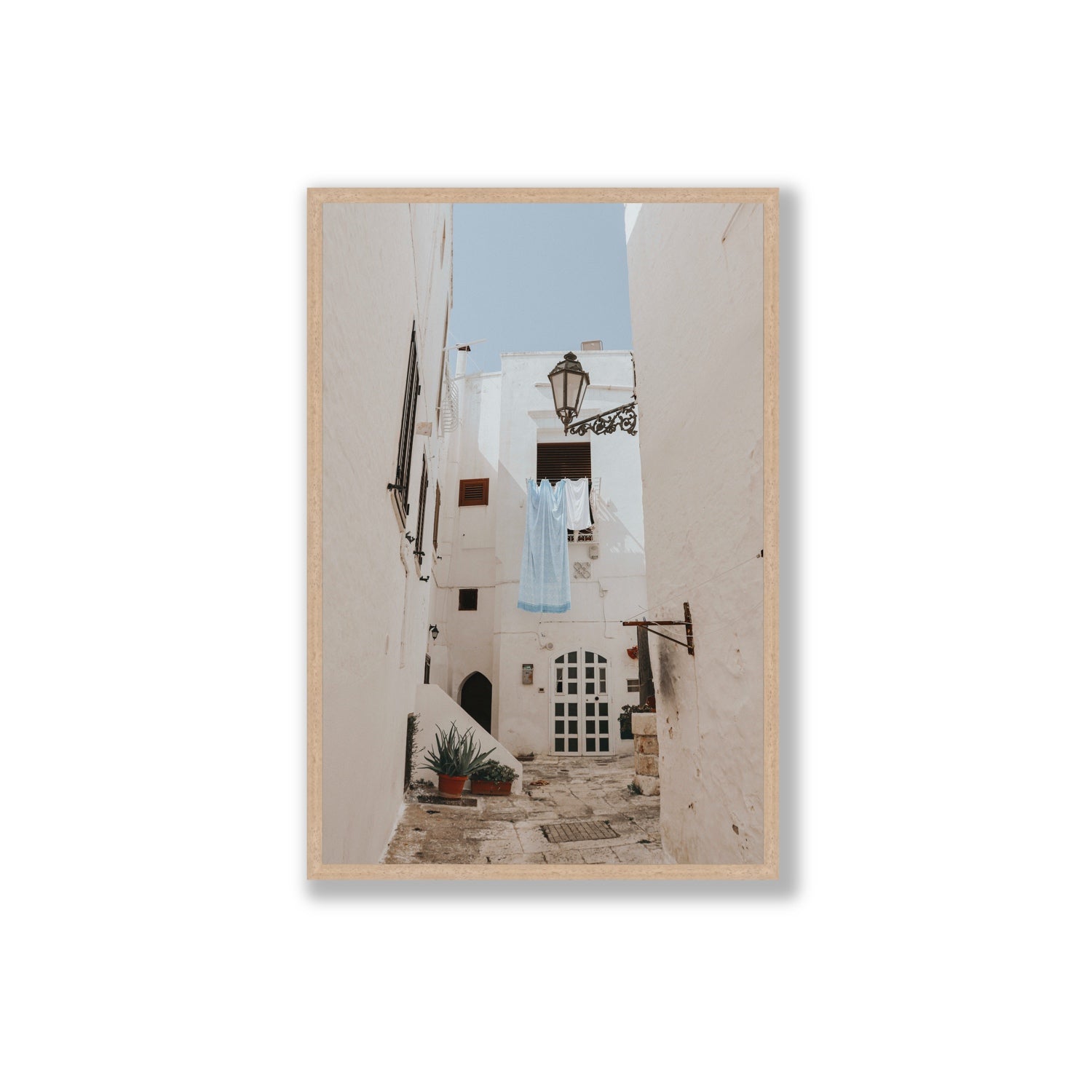 Laundry Day fine art print, Puglia, Italy, Extra Large, Natural Oak Frame · Full Bleed, Fine Art Print
