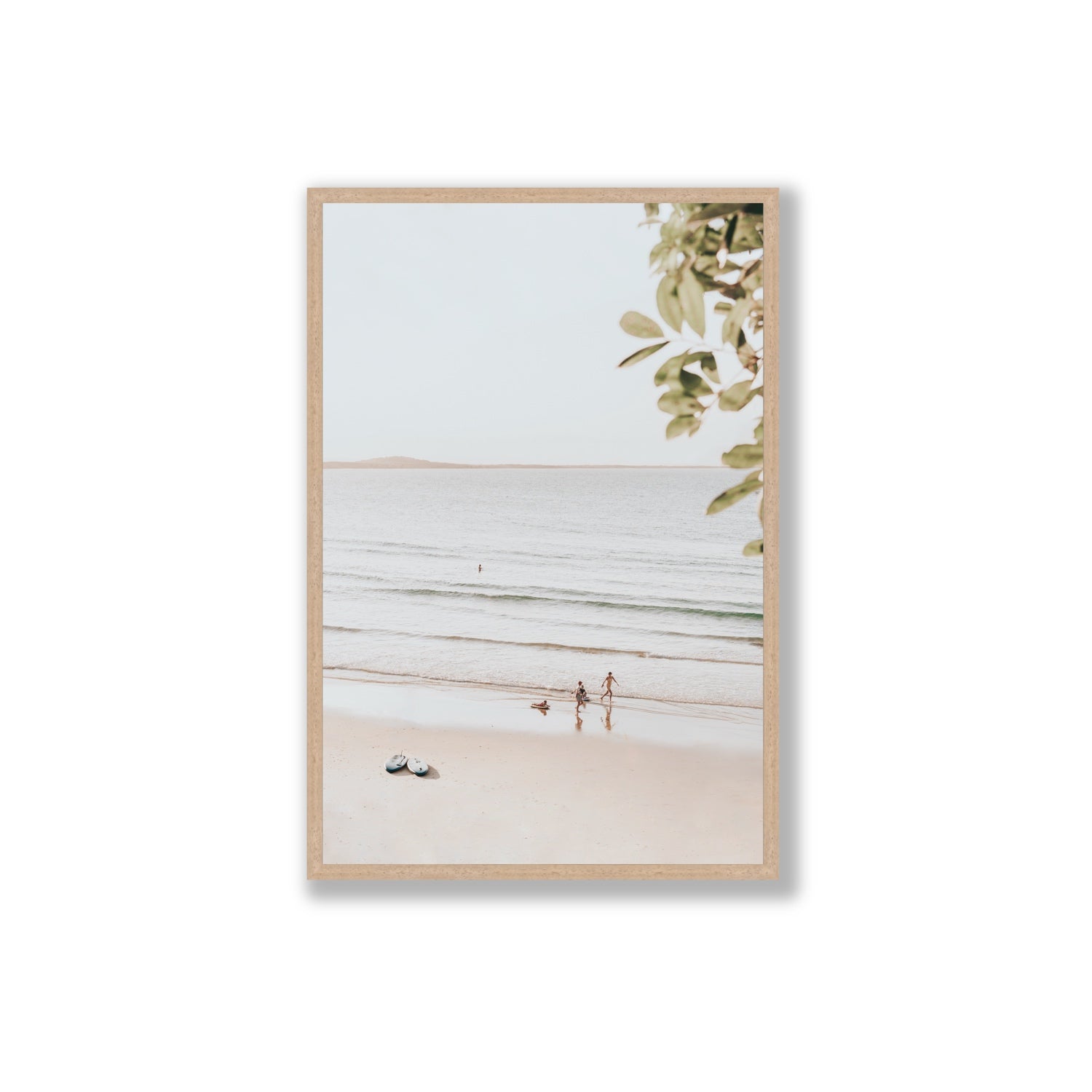 Walking On Sunshine fine art print, Noosa, Australia, coastal scenes artwork, Extra Large, Natural Oak Frame · Full Bleed, Fine Art Print