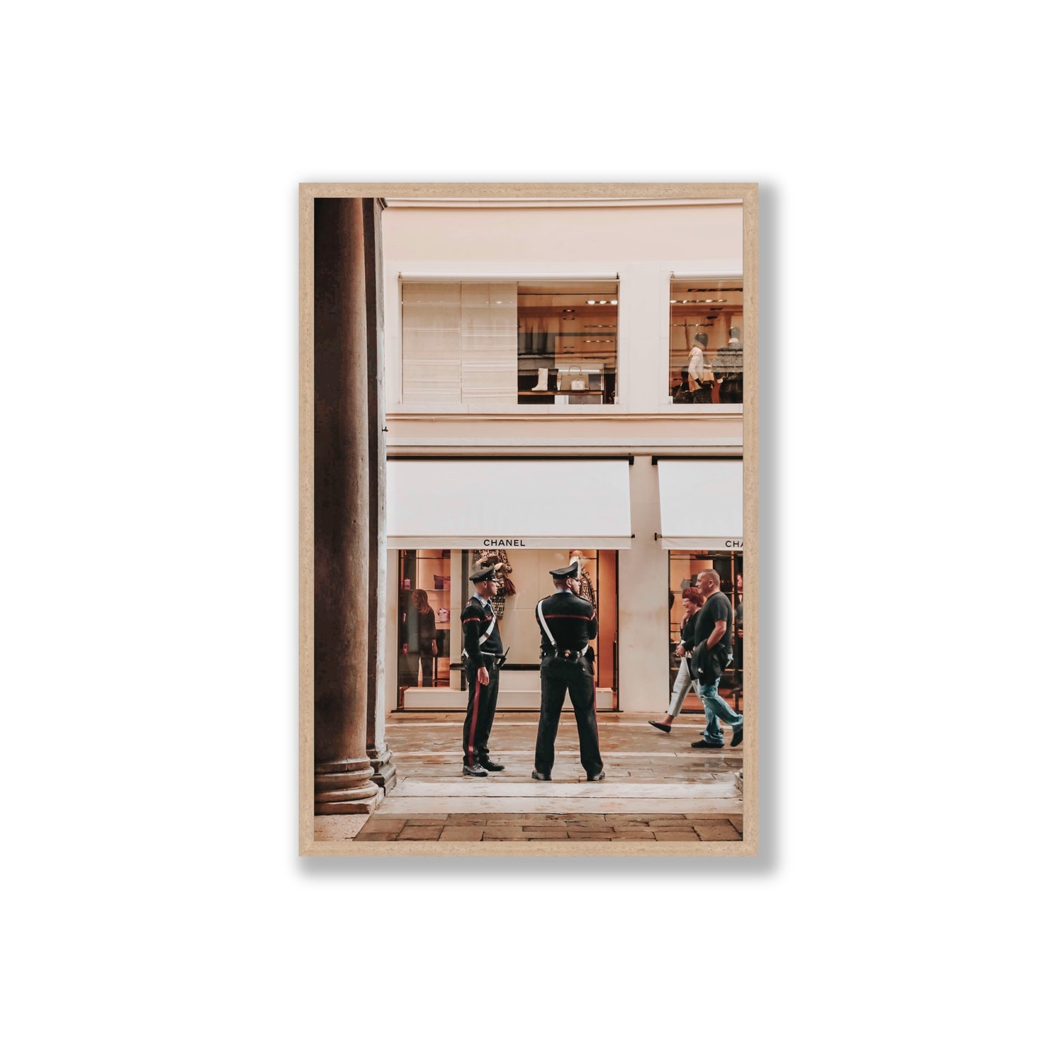 Style Police Venice Italian wall art Extra Large full-bleed fine art print in natural oak frame