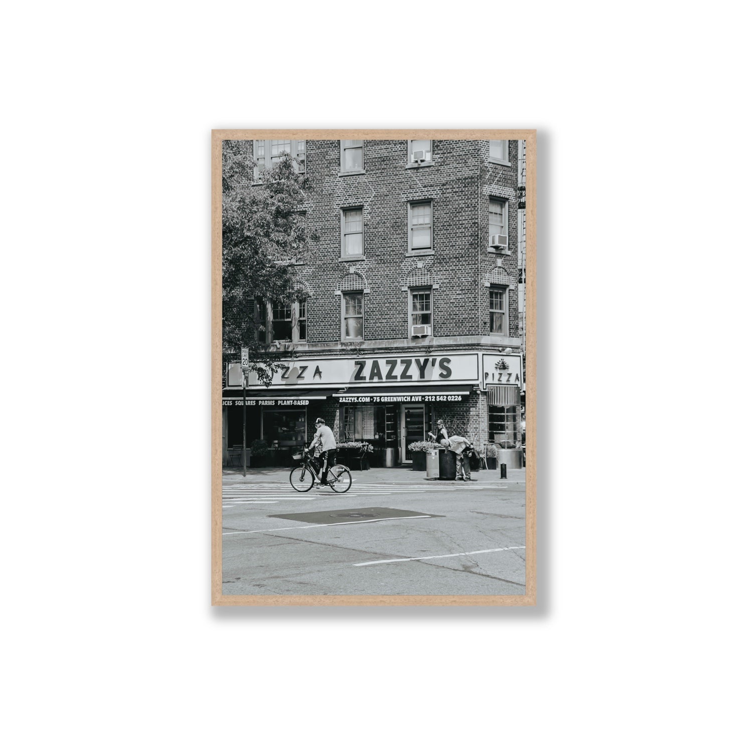 Zazzy's New York NYC Black & White wall art Extra Large full-bleed fine art print in natural oak frame