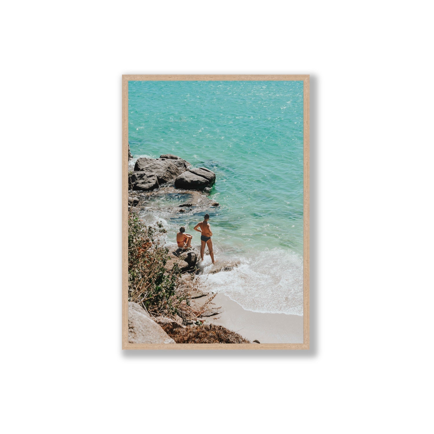 Scene Stealers Mykonos Greek island wall art Extra Large full-bleed fine art print in natural oak frame