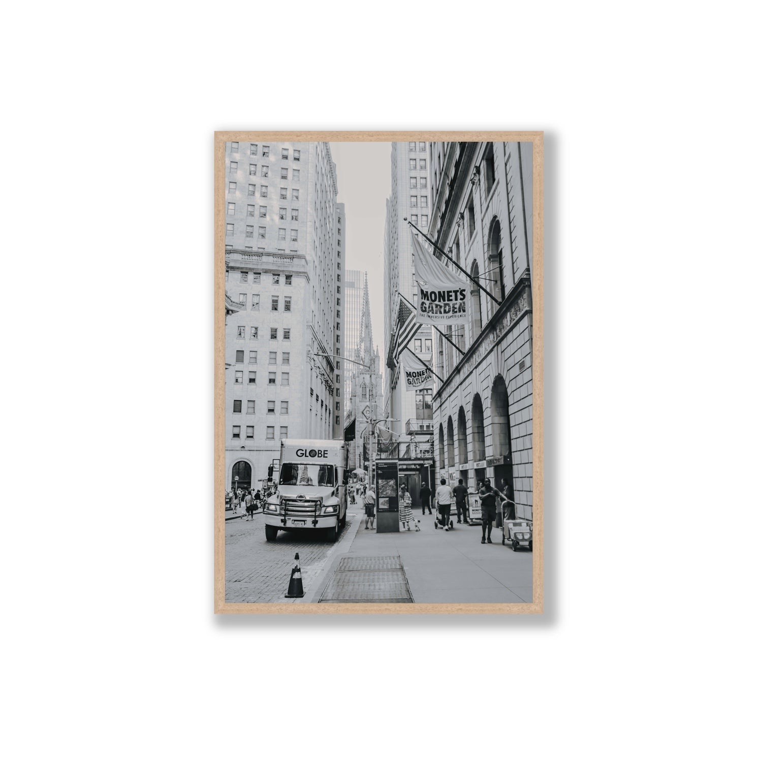 Metropolitan Monotone New York NYC Black & White wall art Extra Large full-bleed fine art print in natural oak frame