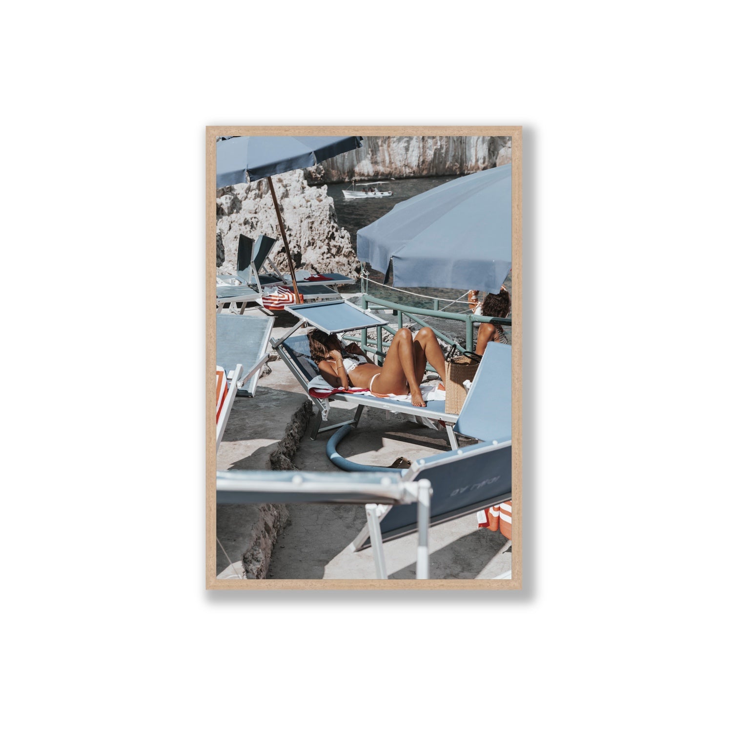 Beach Babe fine art print, Capri, Italy, Extra Large, Natural Oak Frame · Full Bleed, Fine Art Print