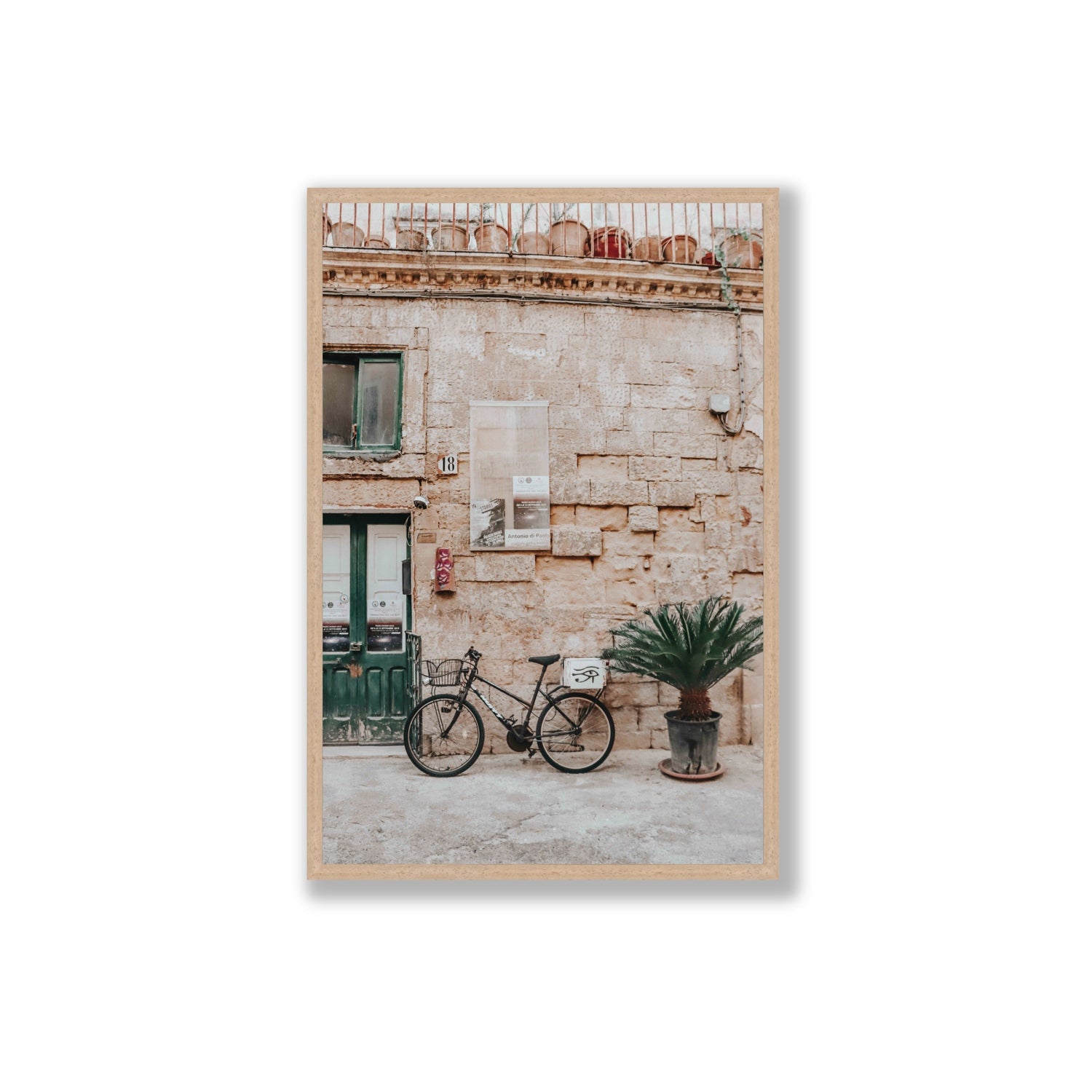 Salento Streets Puglia Lecce Italian wall art Extra Large full-bleed fine art print in natural oak frame