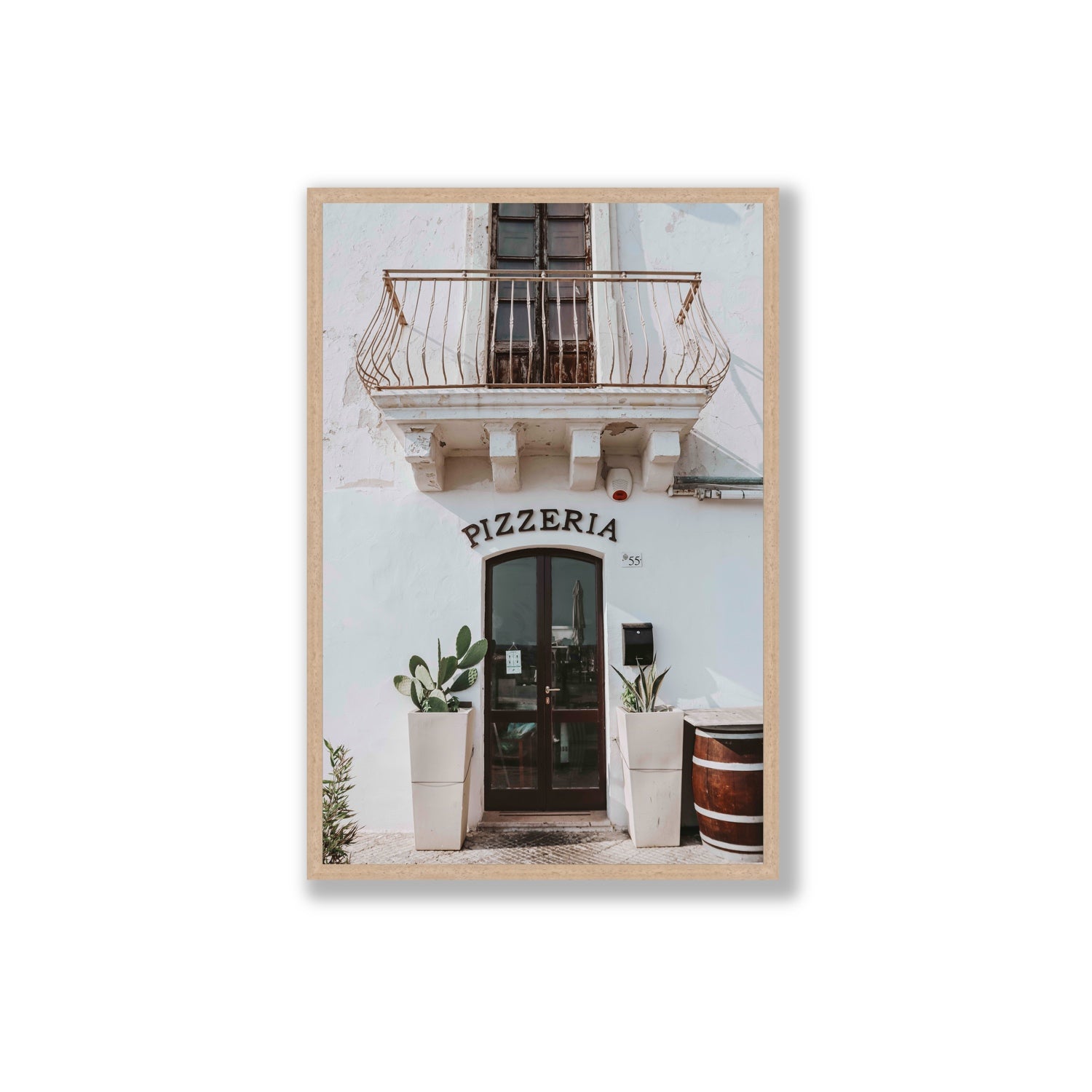 Pizzeria Puglia Italian wall art Extra Large full-bleed fine art print in natural oak frame