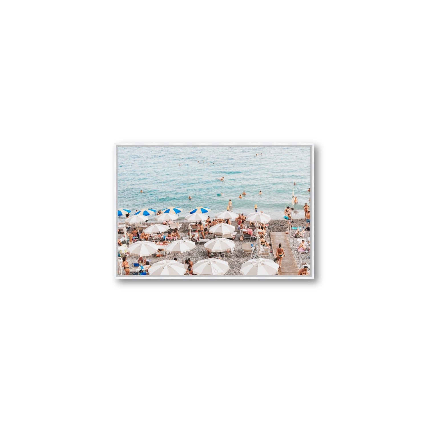 Dreamscape Amalfi Italian beach wall art Medium fine art canvas in white float frame