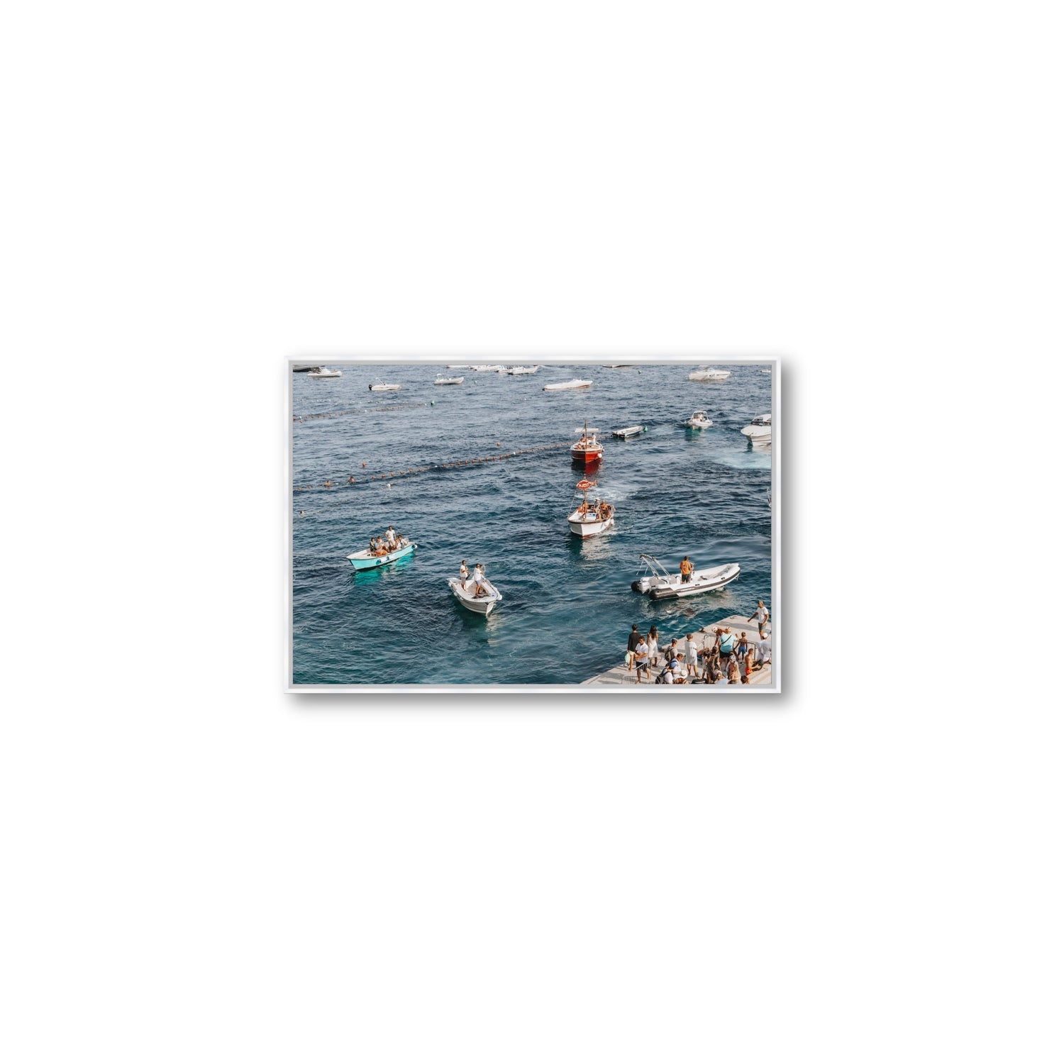 Nautical Parade Positano wall art Medium fine art canvas in white float frame