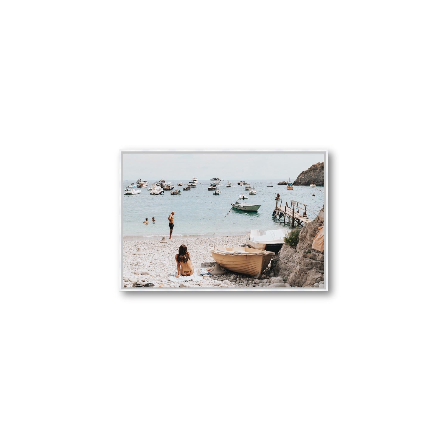 L'Osservatore Nerano wall art Medium fine art canvas in white float frame