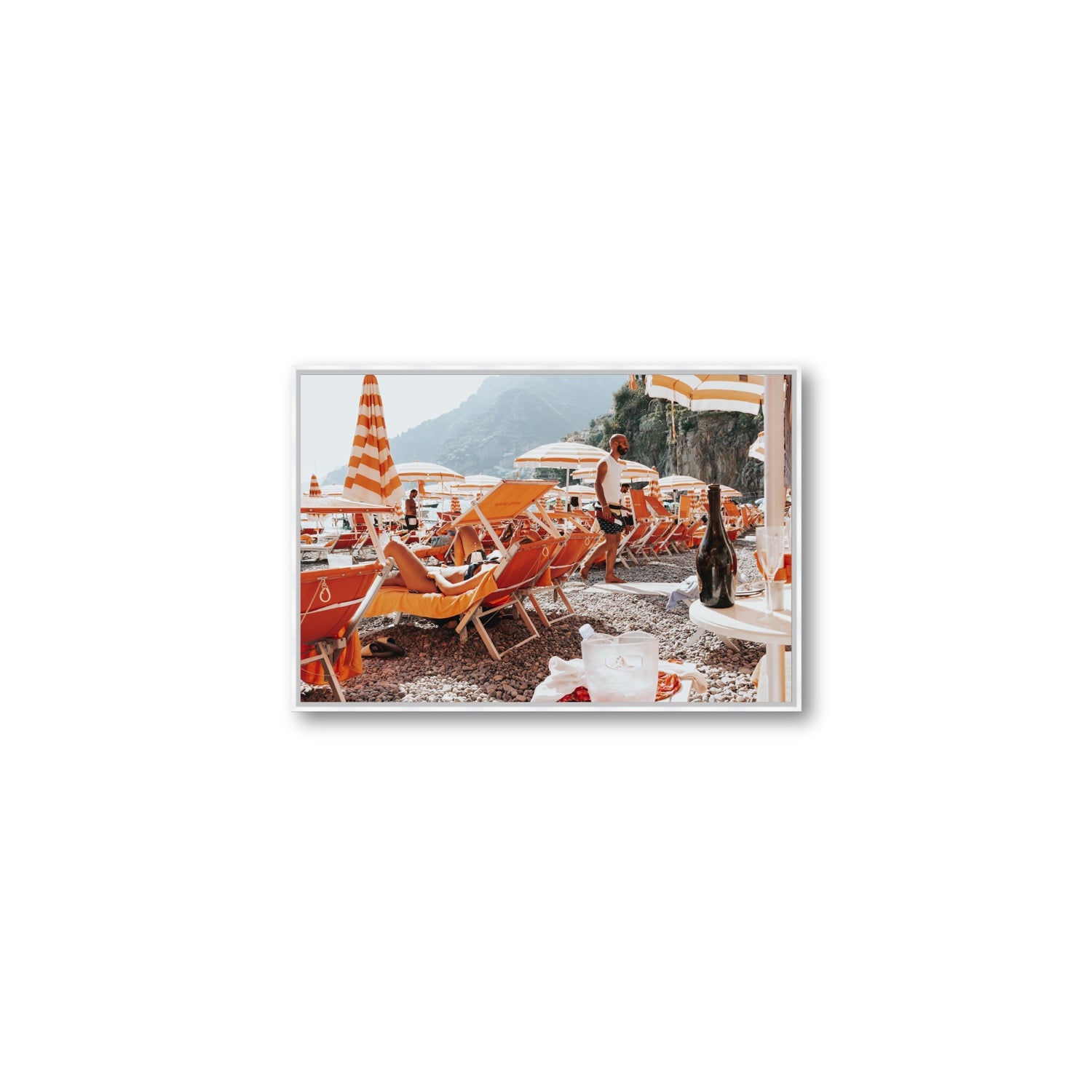 Zesty Shade Positano wall art Medium fine art canvas in white float frame