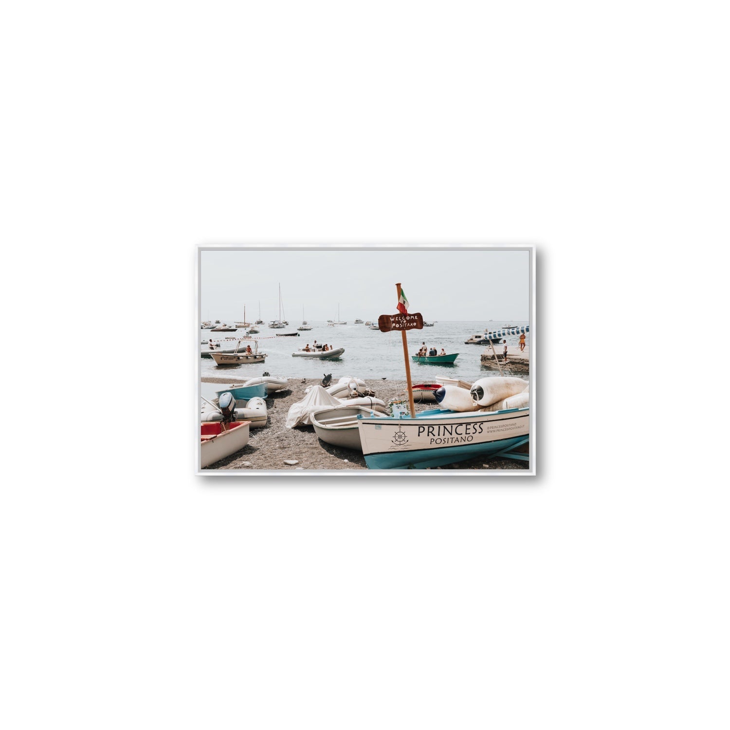 Princess Positano fine art print, Positano, Italy, Medium, White Float Frame, Fine Art Canvas