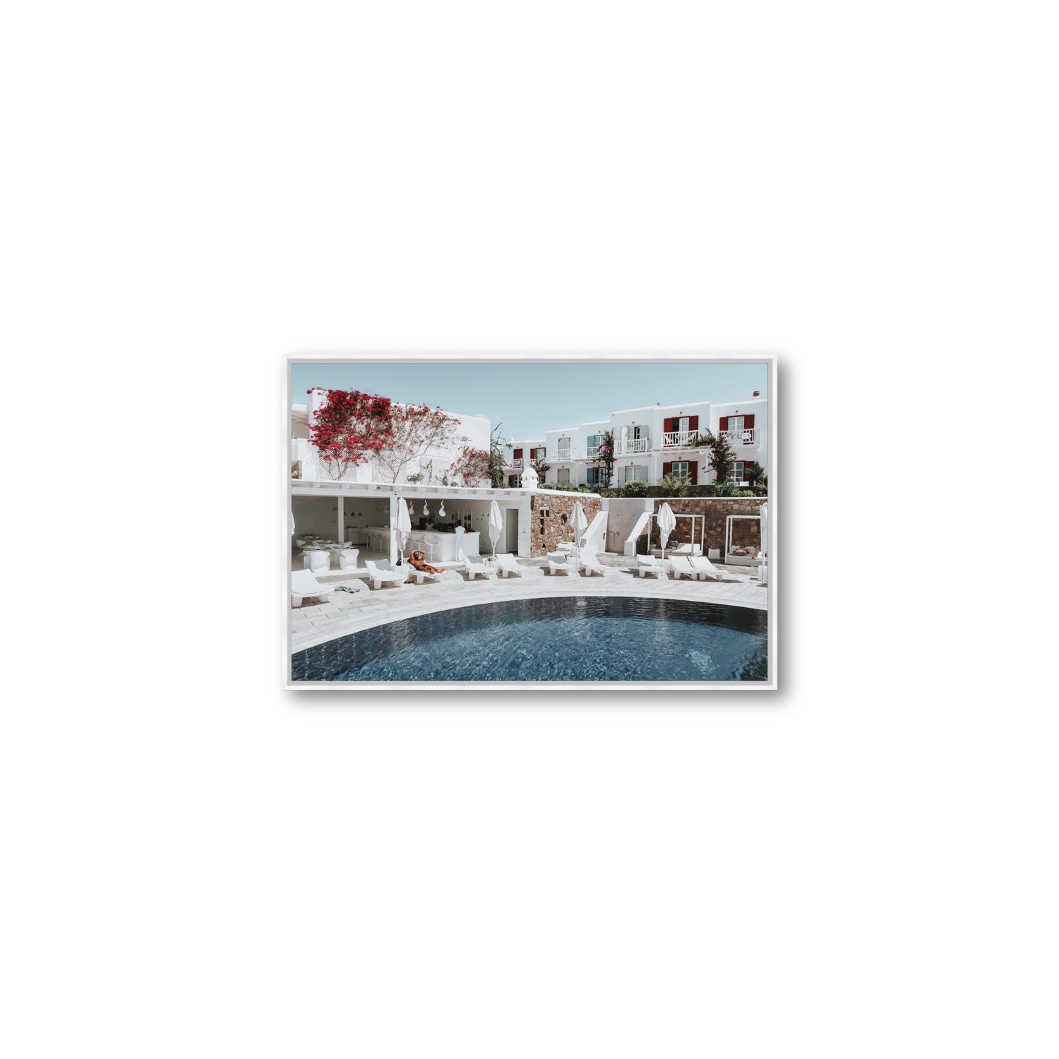 Got The First Lounge fine art print, Mykonos, Greece, Medium, White Float Frame, Fine Art Canvas
