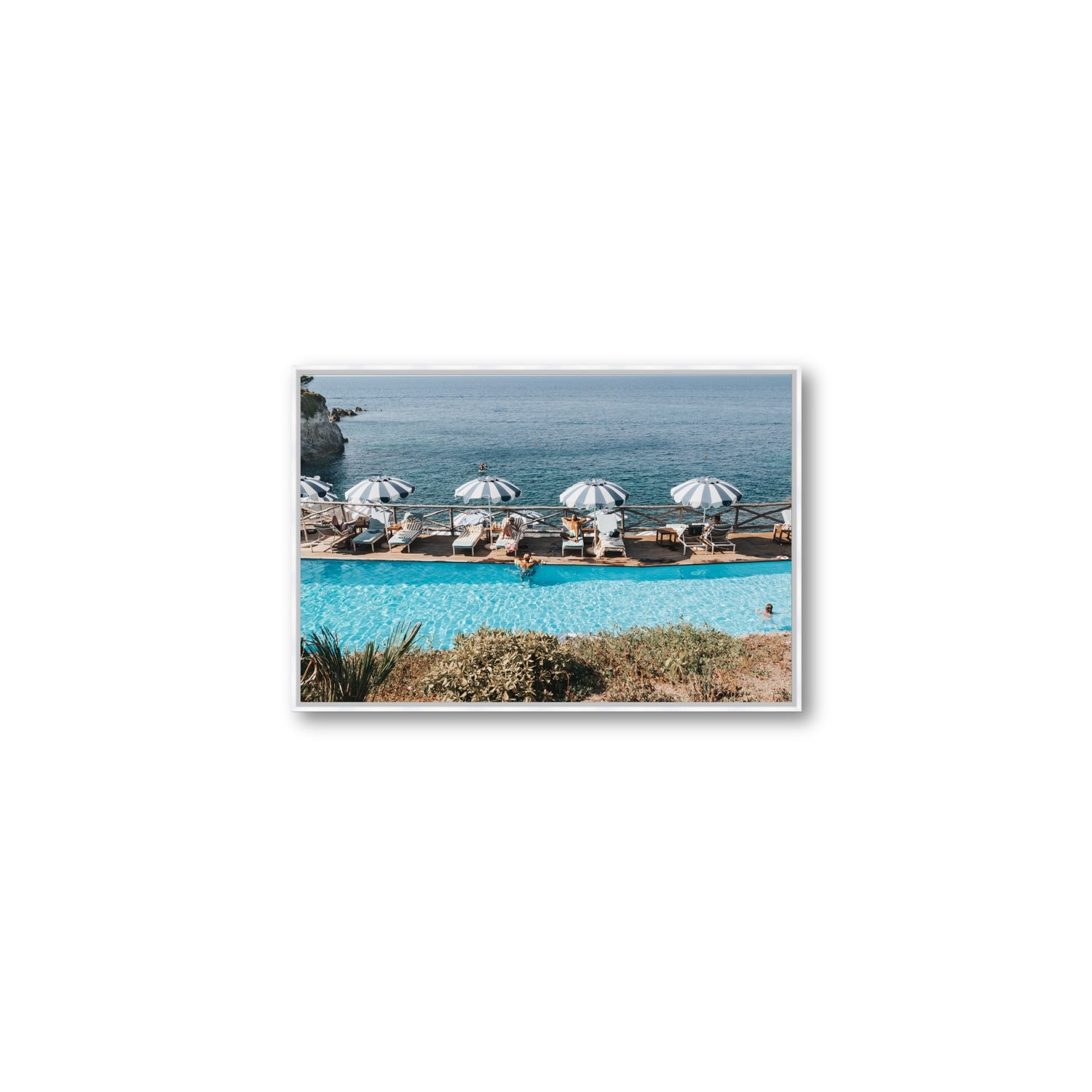 Hues Of Blues fine art print, Ischia, Italy, Medium, White Float Frame, Fine Art Canvas