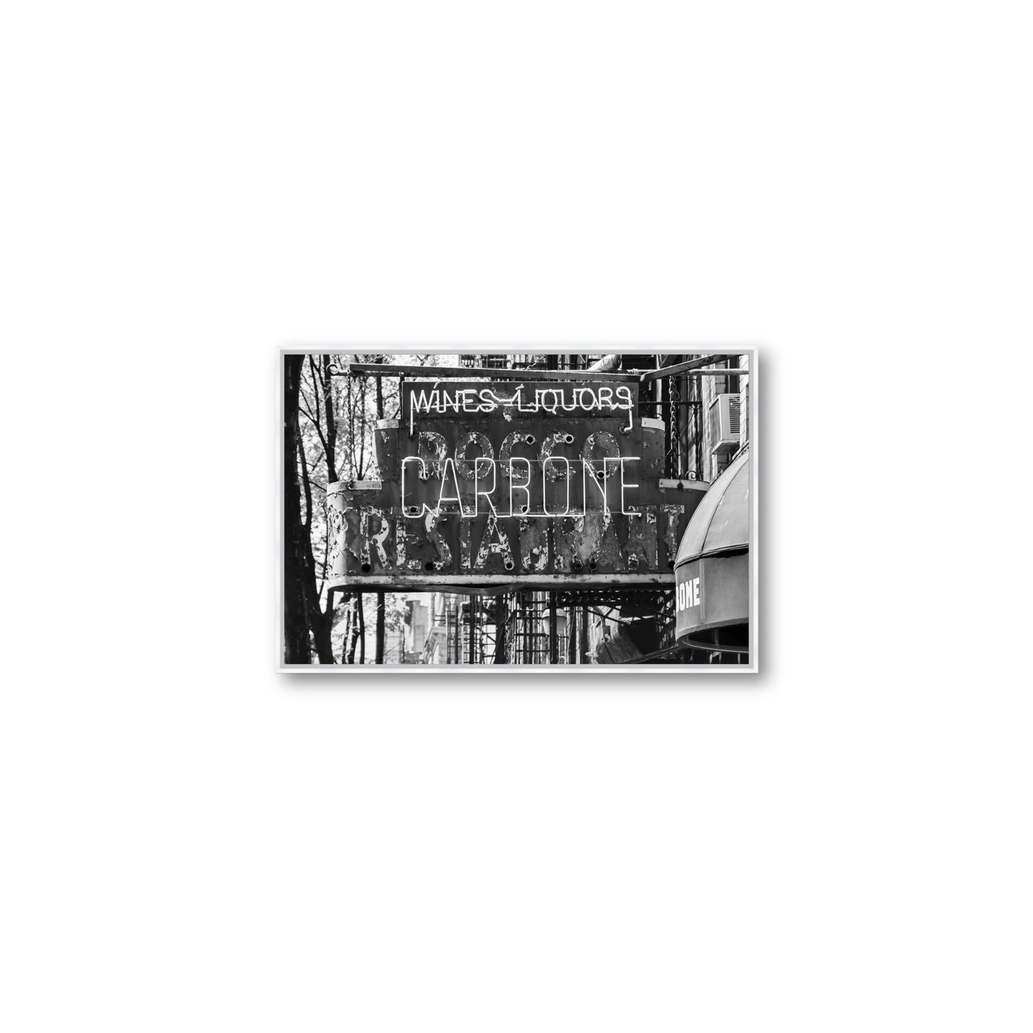 Thompson Street New York NYC Black & White wall art Medium fine art canvas in white float frame