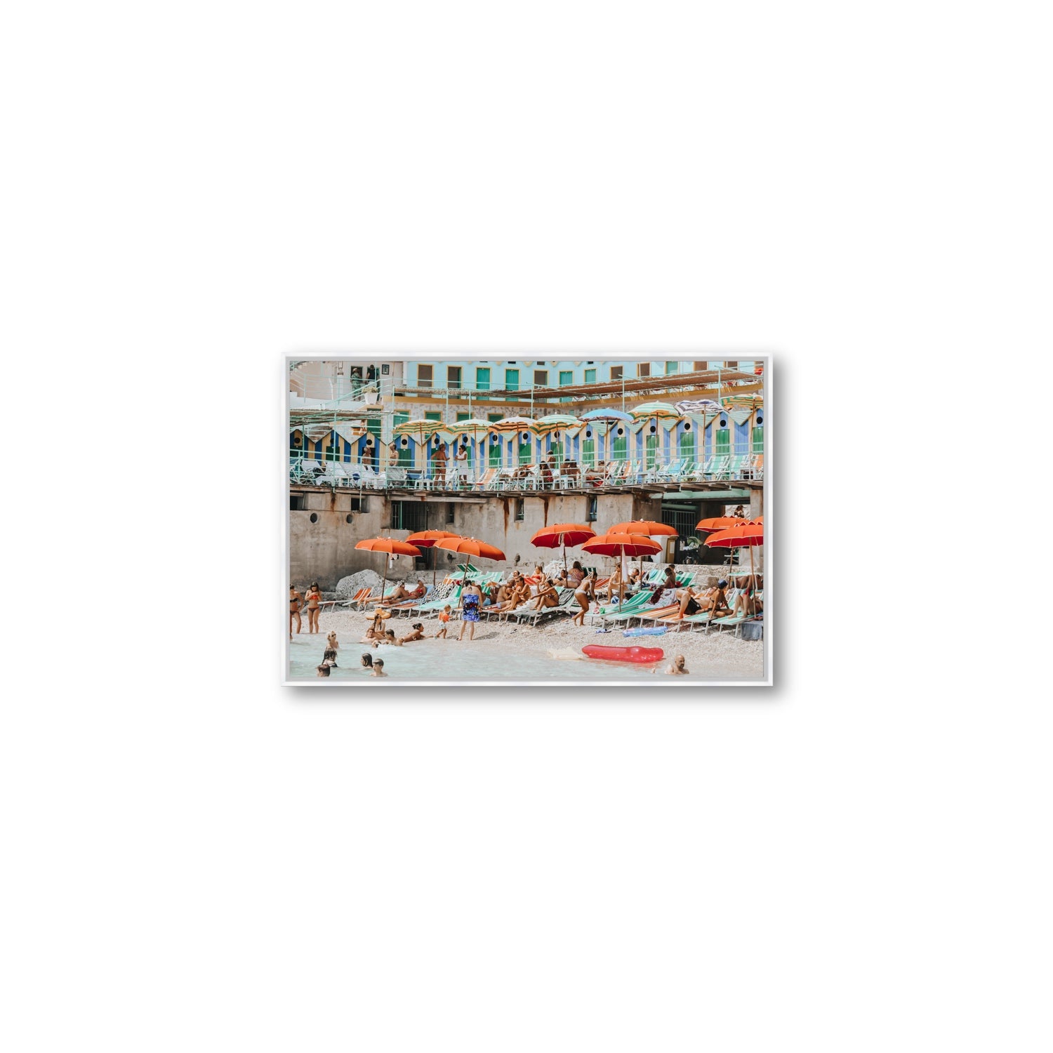 Umbrella Fiesta fine art print, Capri, Italy, Medium, White Float Frame, Fine Art Canvas