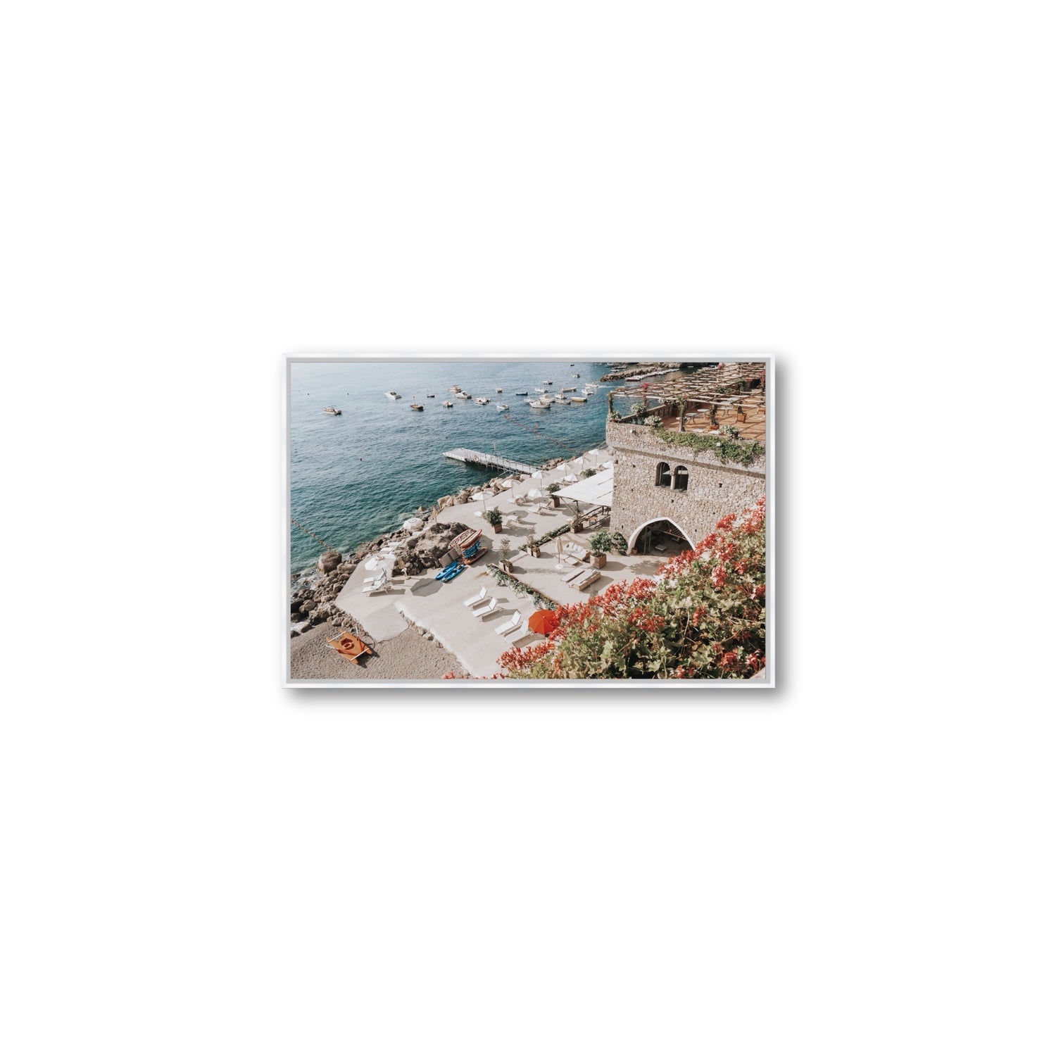 Floral Fortress fine art print, Amalfi, Italy, Medium, White Float Frame, Fine Art Canvas