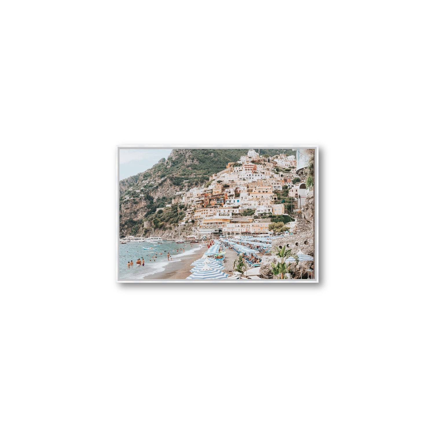 Villagio Sul Mare fine art print, Positano, Italy, Medium, White Float Frame, Fine Art Canvas