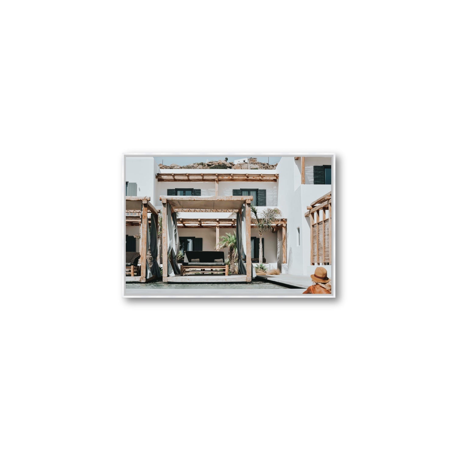 Dream Villa fine art print, Mykonos, Greece, Medium, White Float Frame, Fine Art Canvas