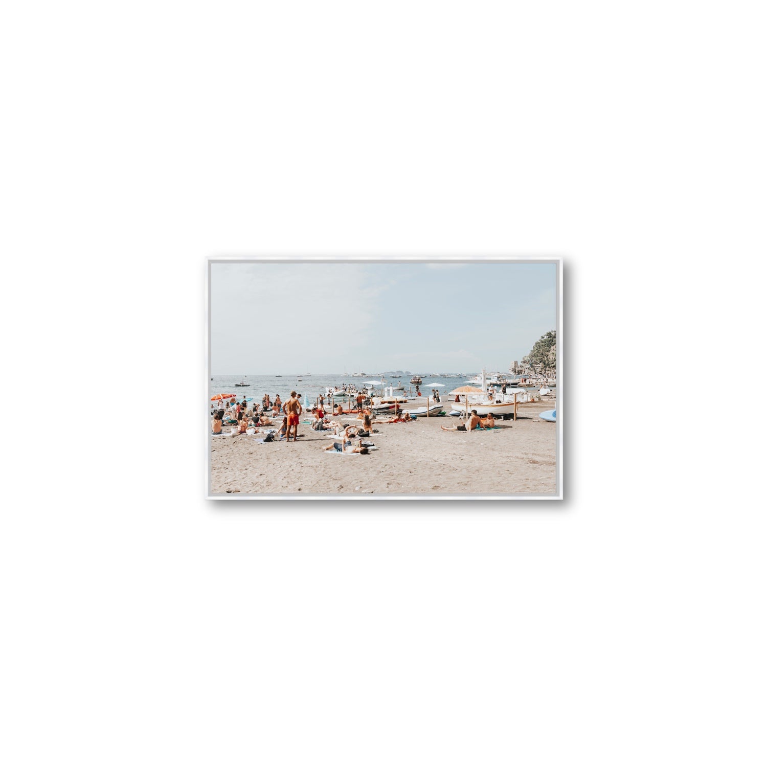 Beachy Vibes fine art print, Positano, Italy, Medium, White Float Frame, Fine Art Canvas