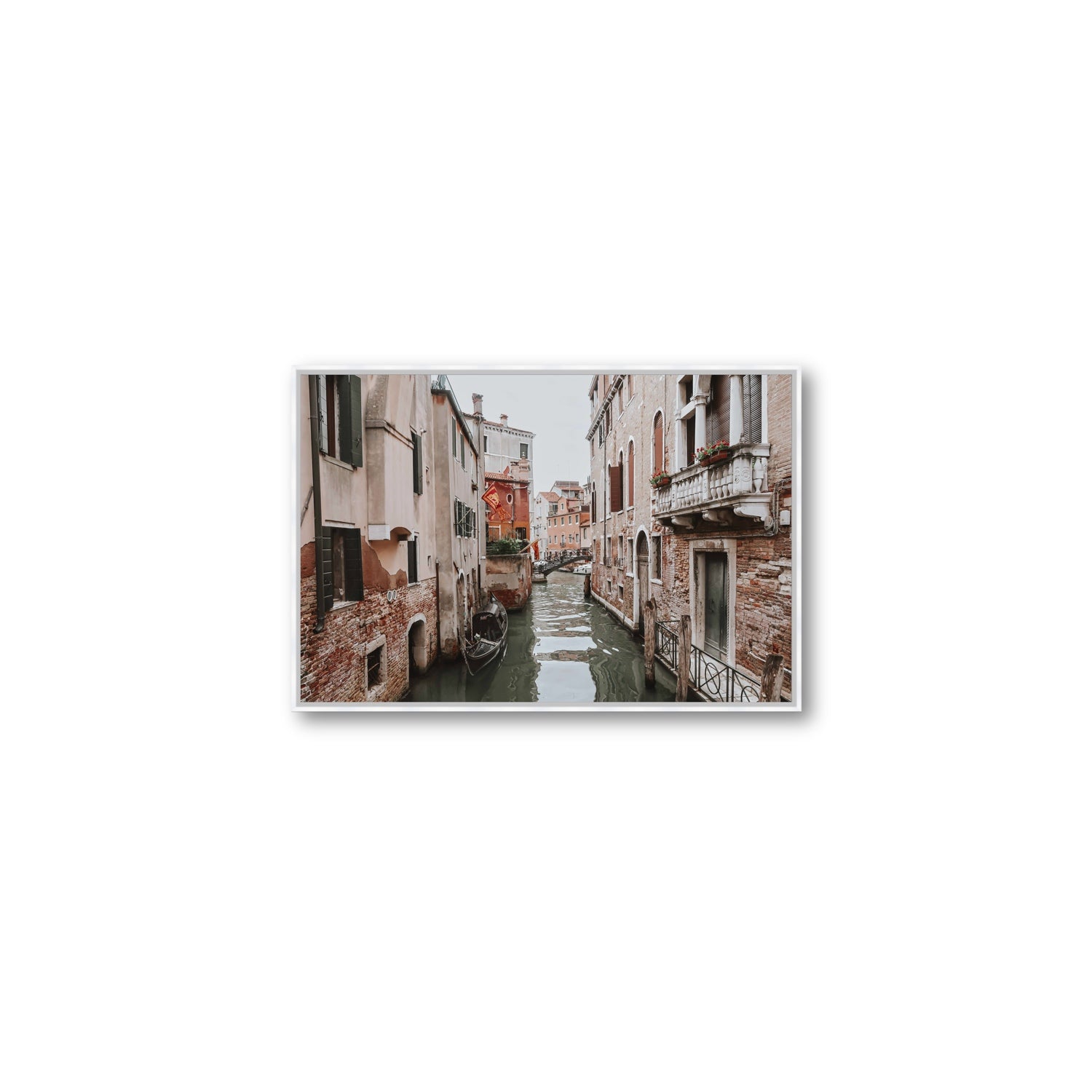 Venetian Gothic Venice Canal Italian wall art Medium fine art canvas in white float frame