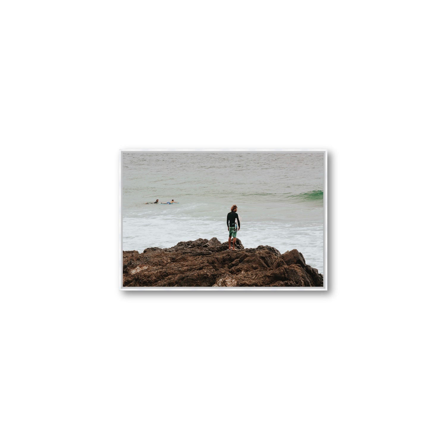 Let The Sea Set You Free Byron Bay Surf wall art Medium fine art canvas in white float frame