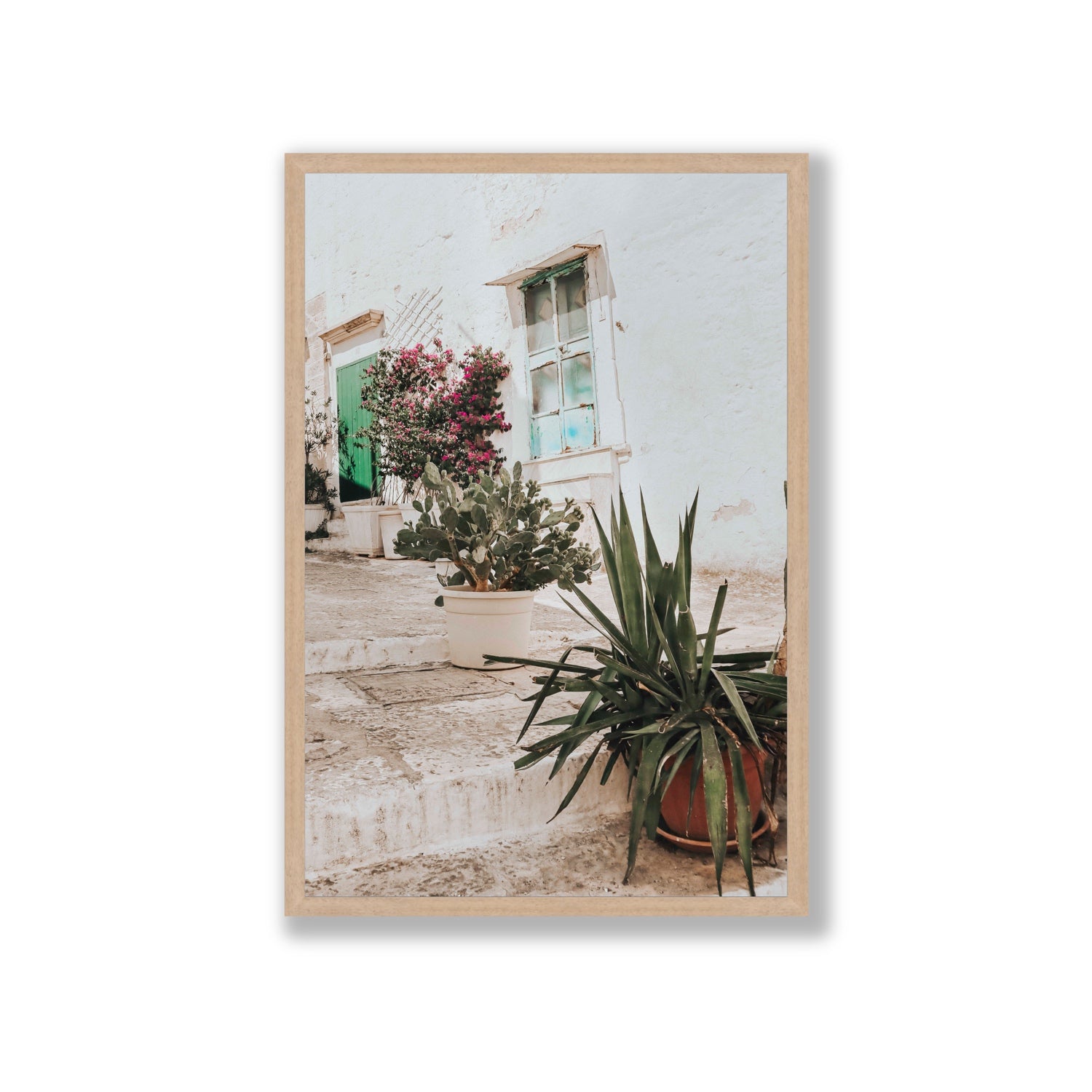 Giardino Segreto Puglia Ostuni wall art Giant full-bleed fine art print in natural oak frame