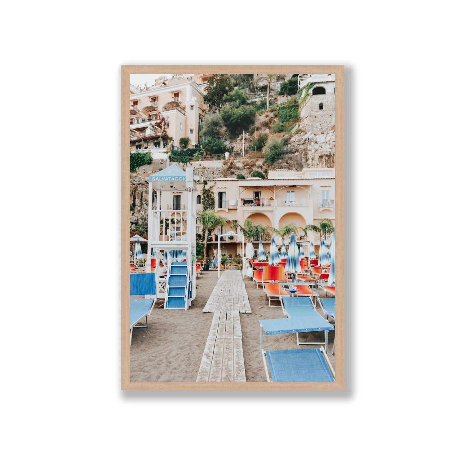 Torre Di Salvataggio fine art print, Positano, Italy, Giant, Natural Oak Frame · Full Bleed, Fine Art Print
