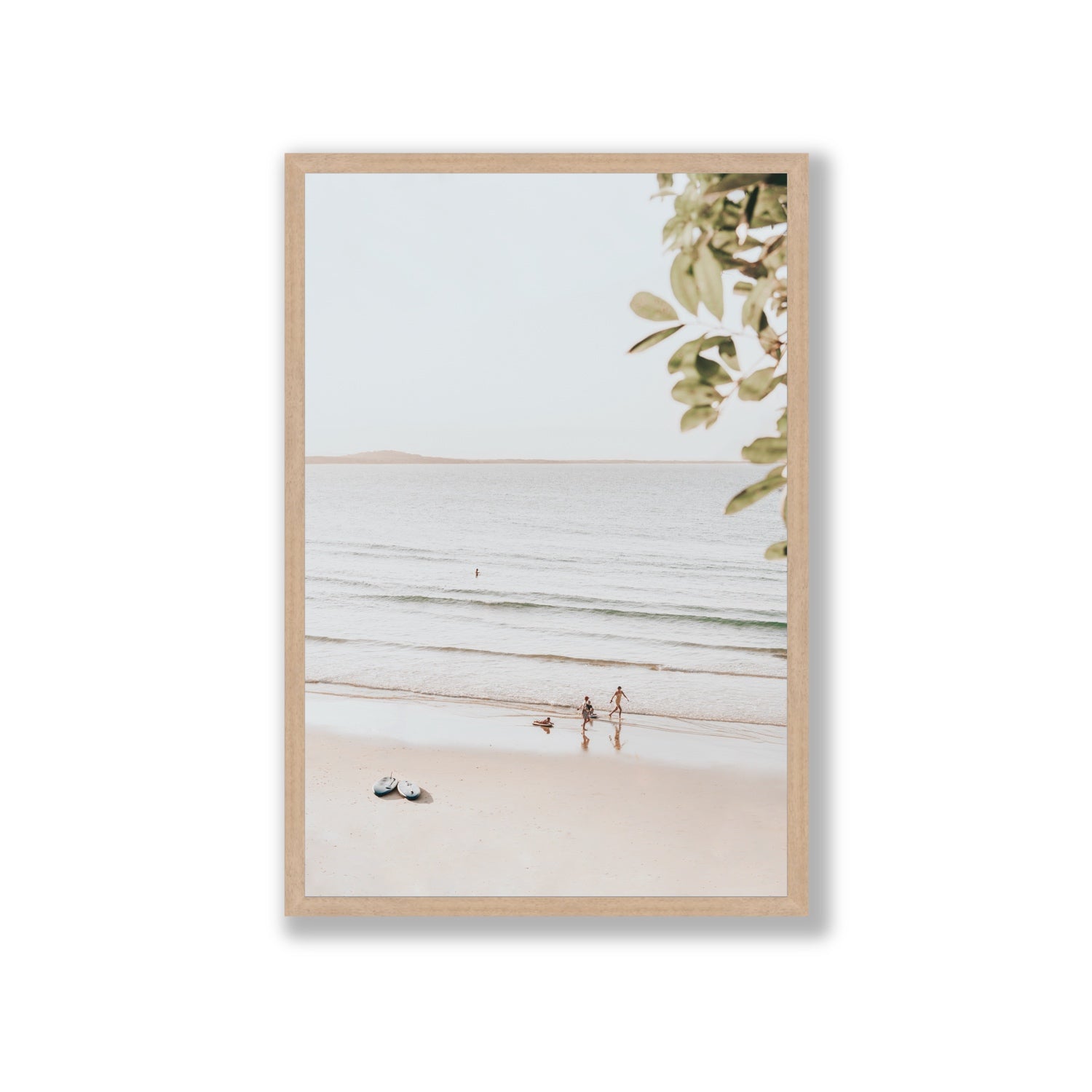Walking On Sunshine fine art print, Noosa, Australia, coastal scenes artwork, Giant, Natural Oak Frame · Full Bleed, Fine Art Print
